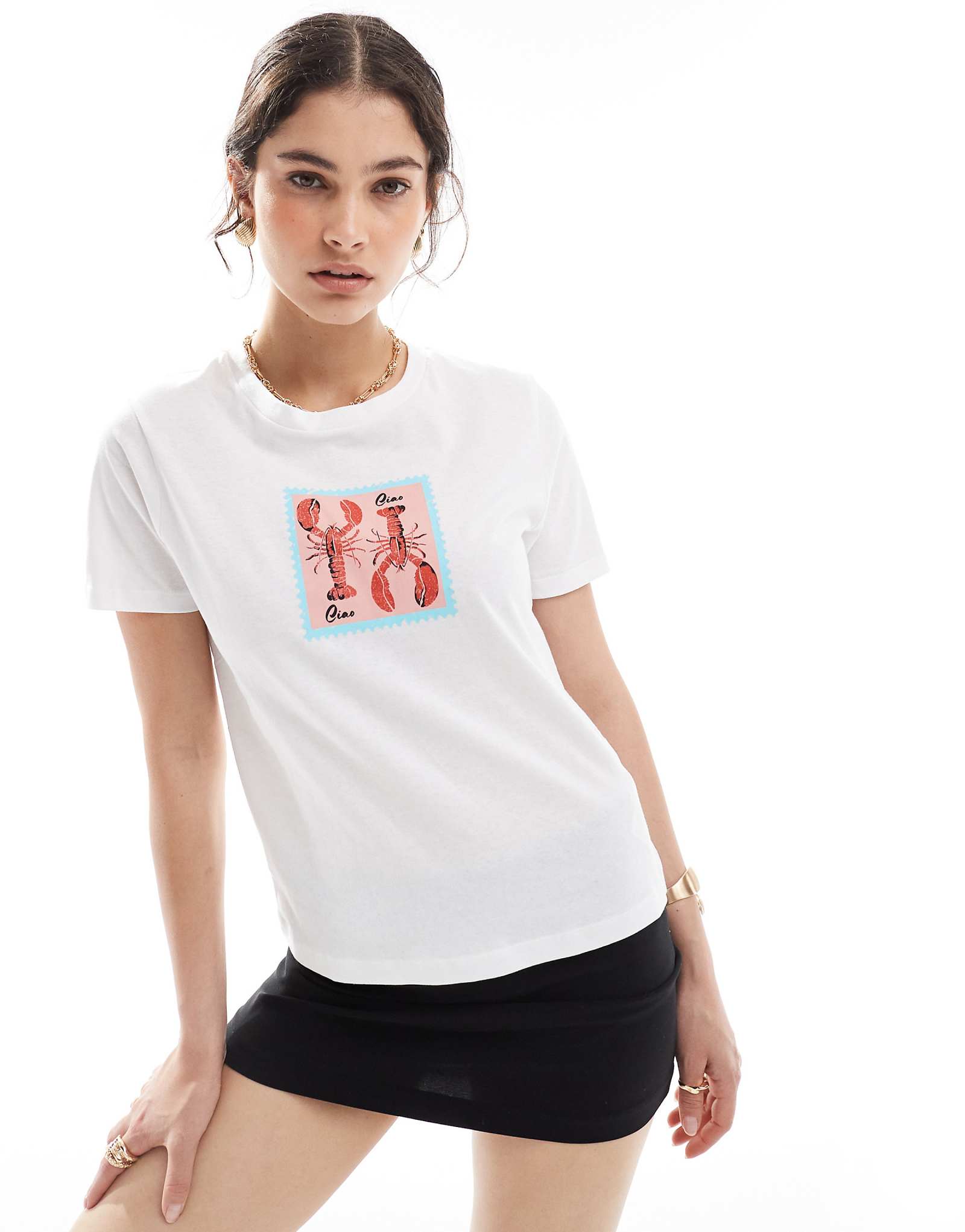 Футболка JJXX с принтом лобстера белого цвета 5490₽