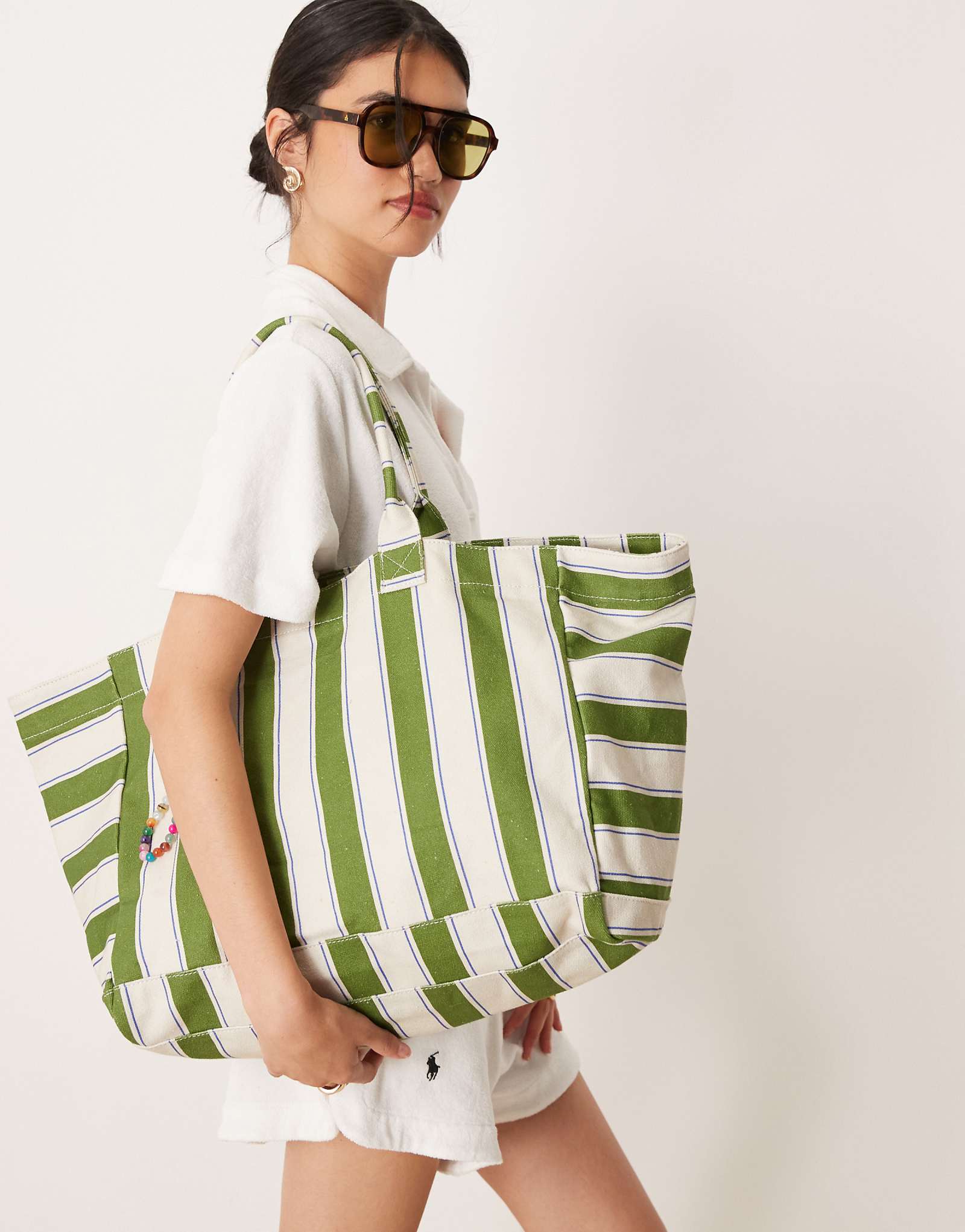 Холщовая сумка-тоут Becksondergaard camila с принтом в полоску