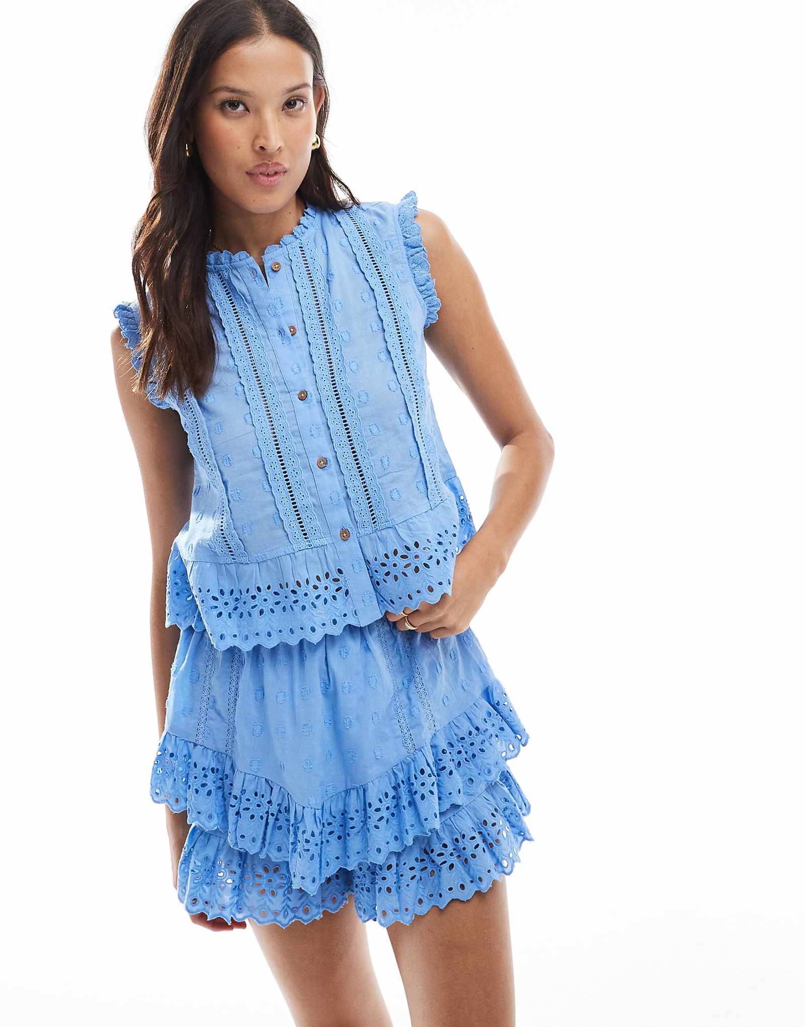 Шорты River Island broderie синего цвета - часть комплекта 11190₽