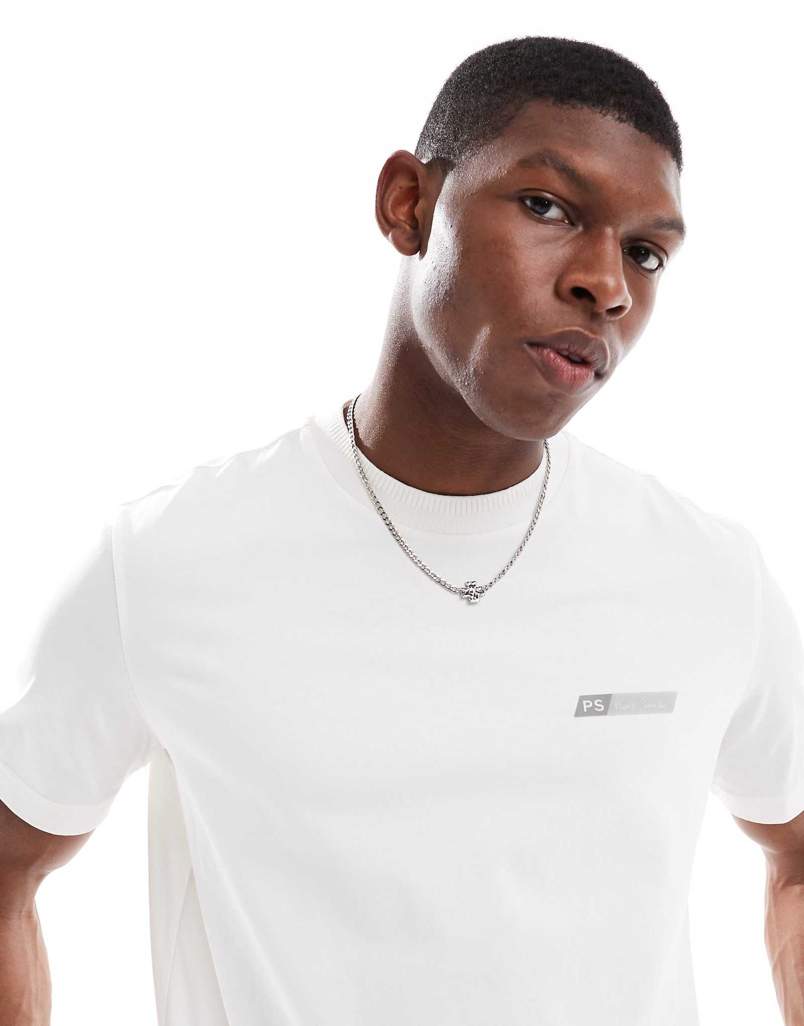 Футболка PS Paul Smith regular fit с логотипом PS tilt белого цвета 18490₽