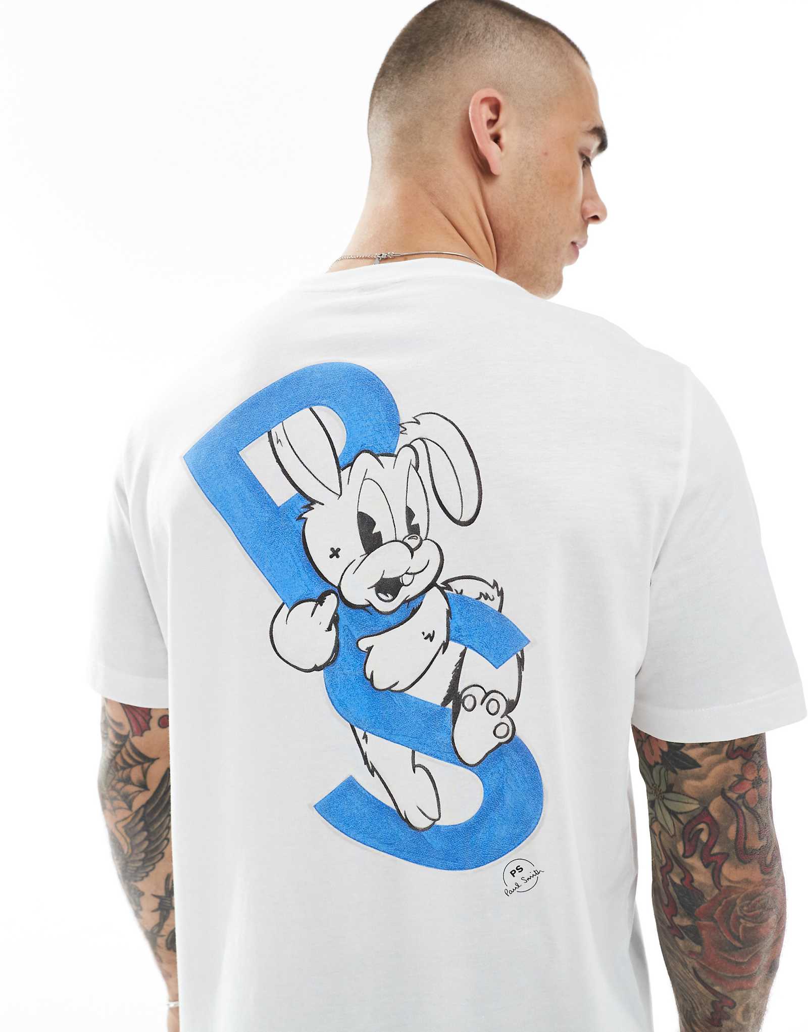 Футболка PS Paul Smith regular fit с логотипом PS bunny белого цвета 13890₽