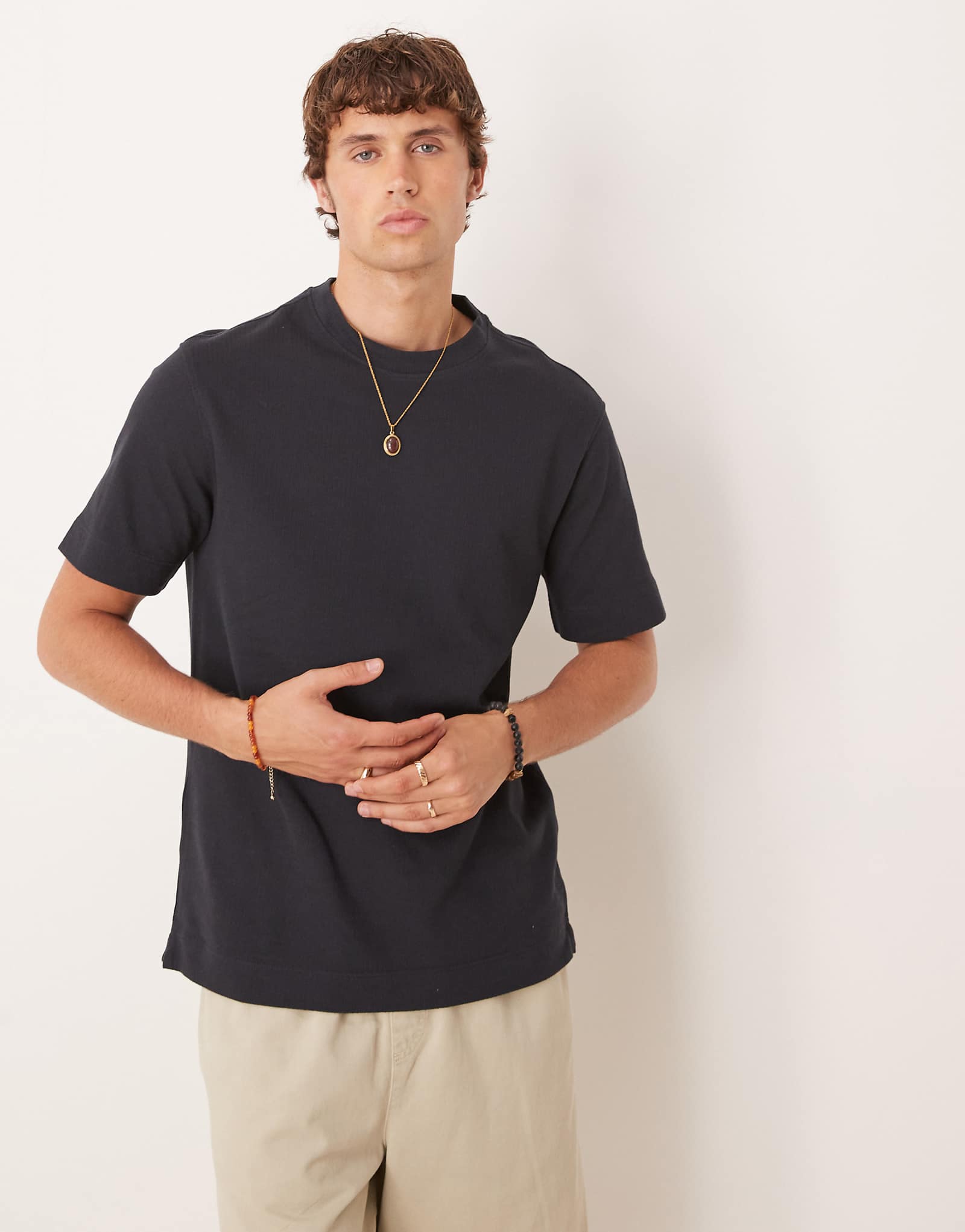 Хлопковая футболка в елочку Mango темно-синего цвета 9390₽