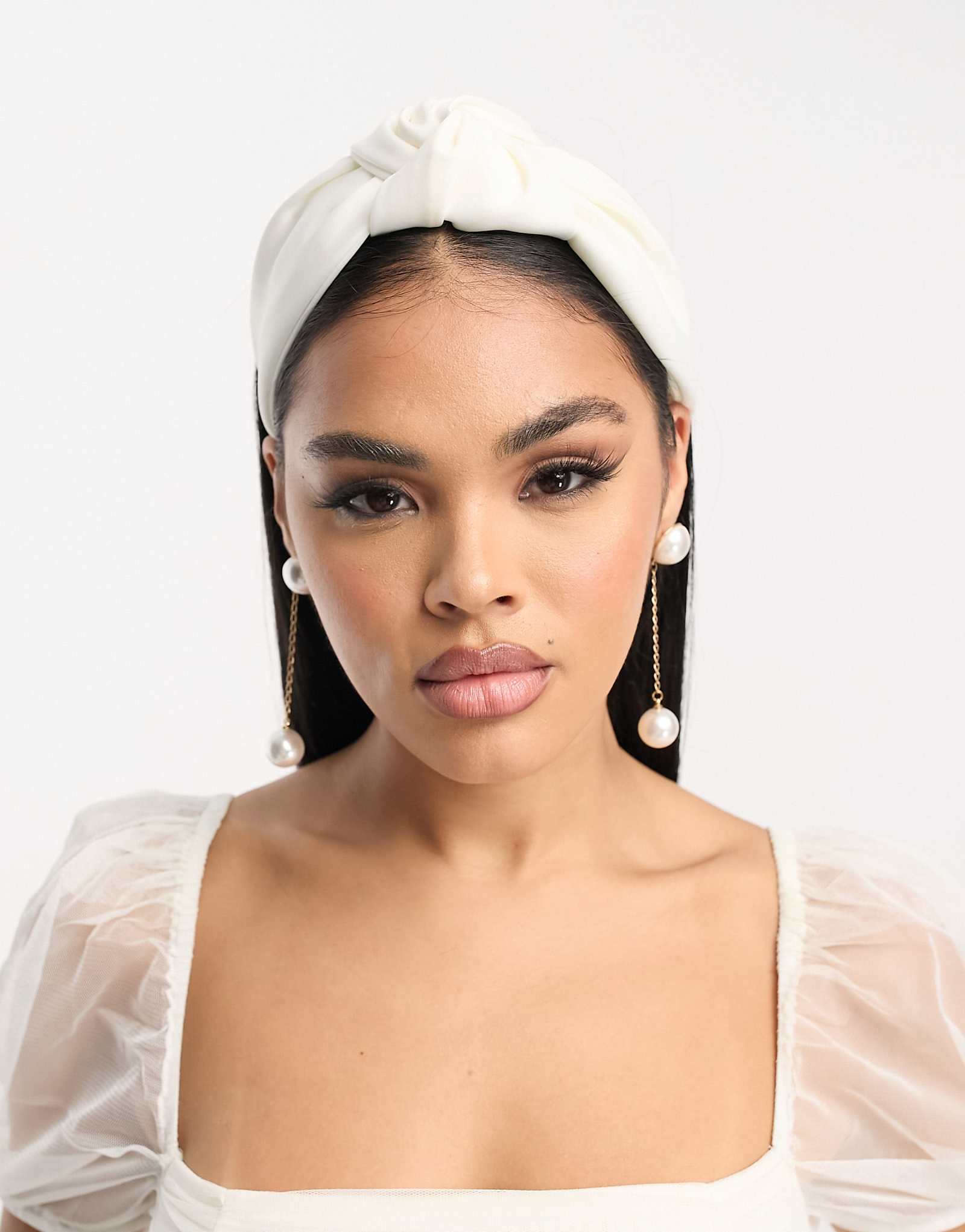 Мои аксессуары Лондонская атласная повязка на голову белого цвета