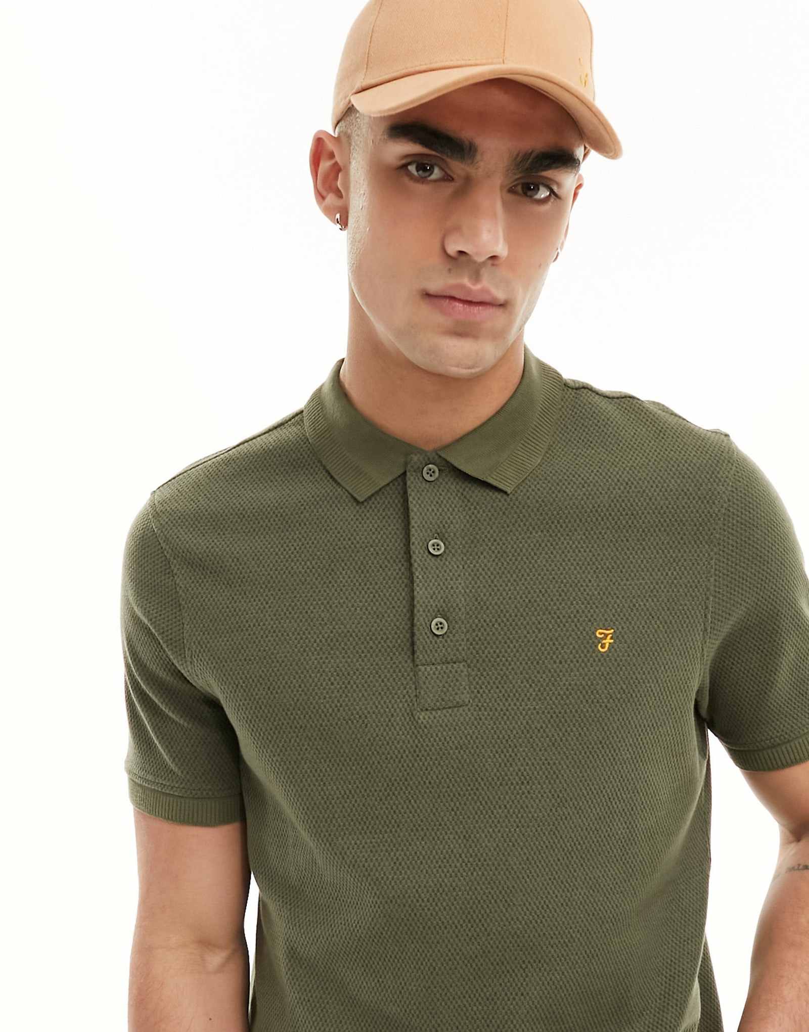 Рубашка-поло Farah manu в клетку цвета хаки 12690₽