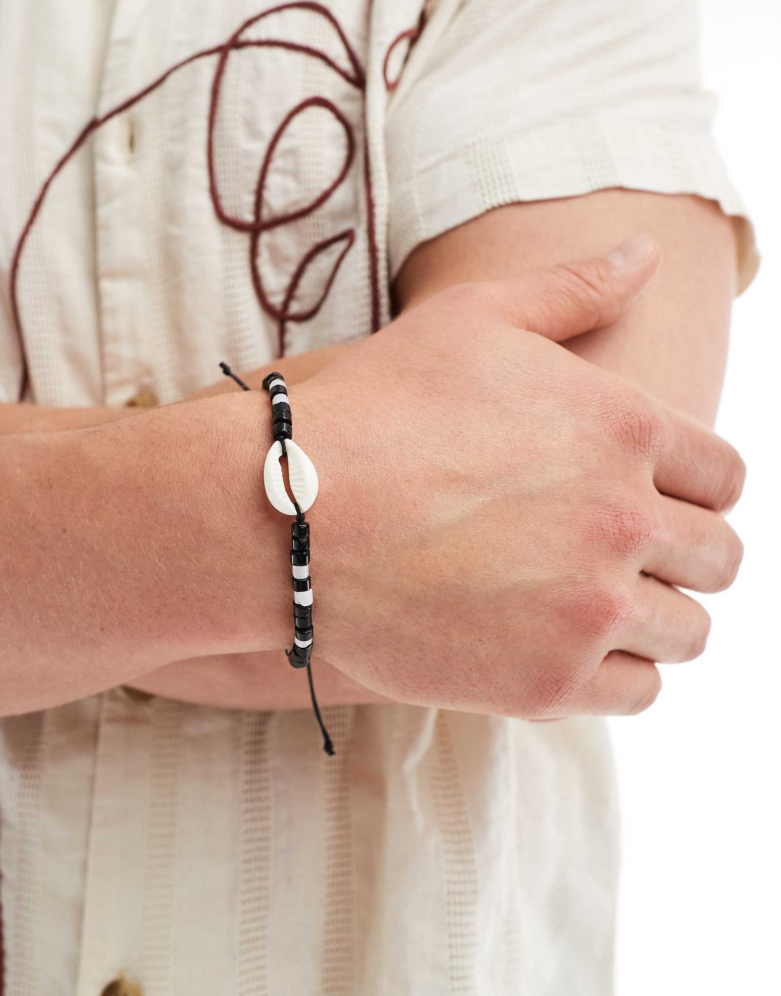 Классический браслет из бусин-ракушек 77-го года от заката до рассвета черного цвета