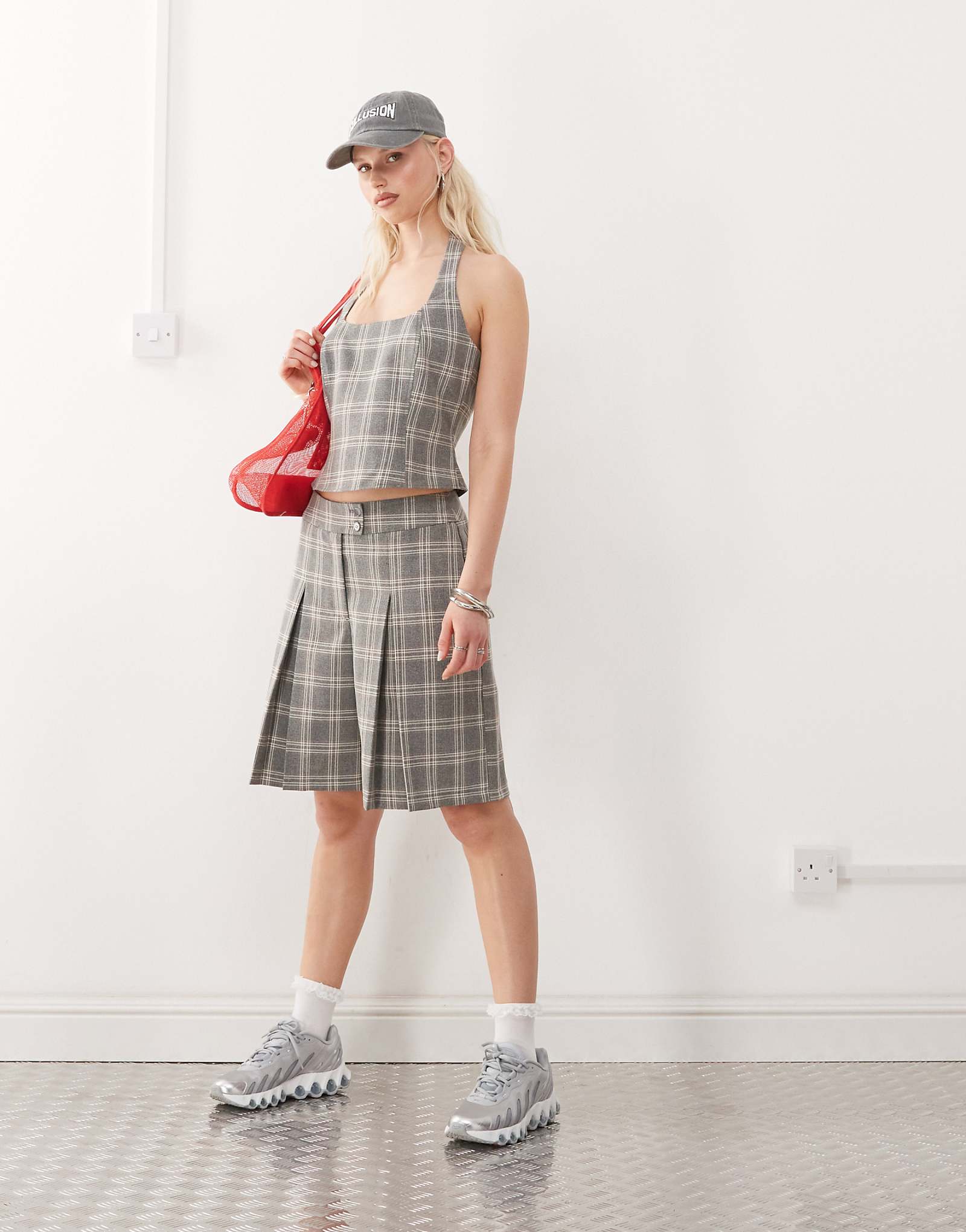 Сшитые на заказ клетчатые брюки-кюлоты из нескольких частей комплекта 11190₽