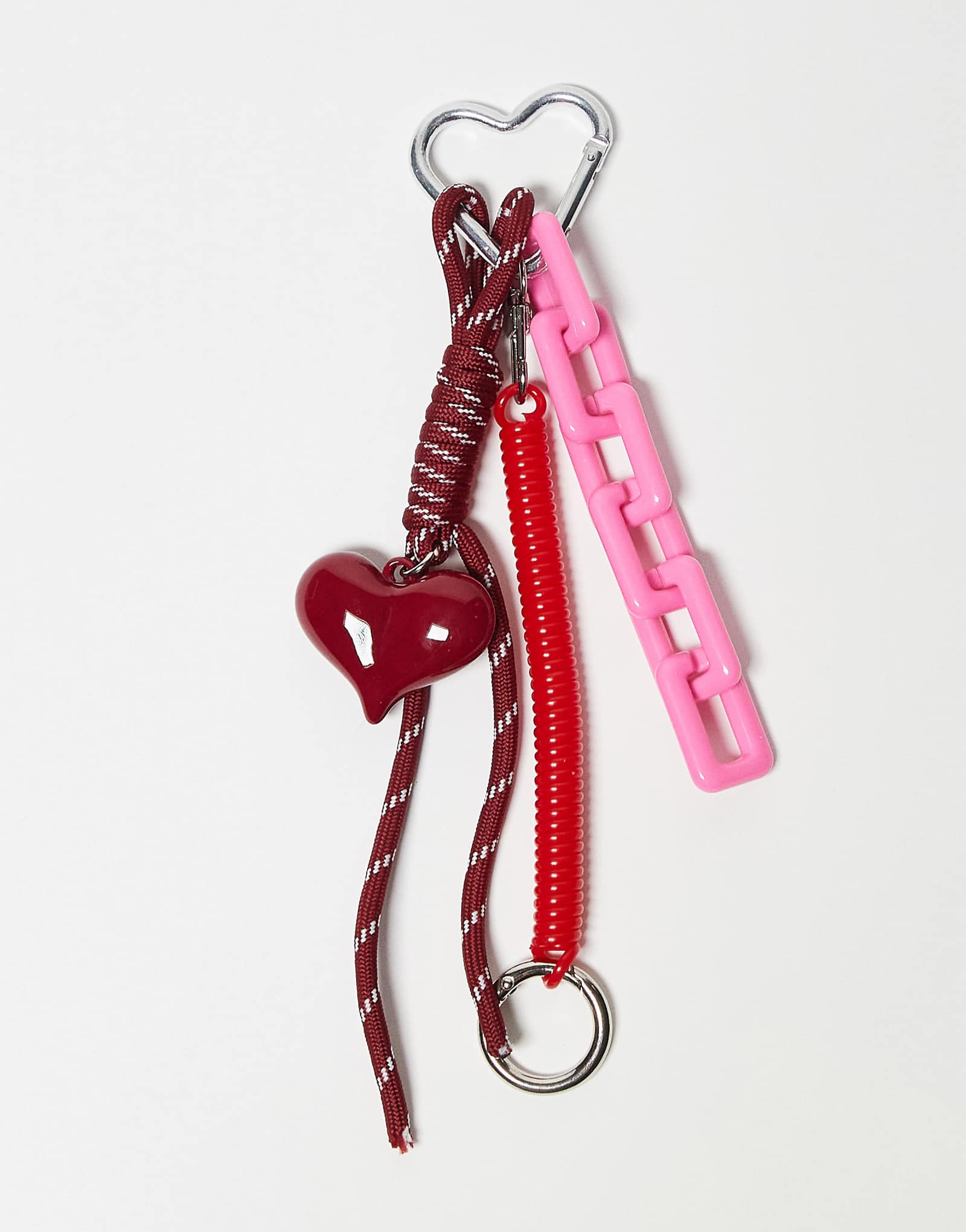 Эксклюзивная сумка-брелок Kaiia на шнурке-карабине в виде сердца розового и красного цветов 4290₽