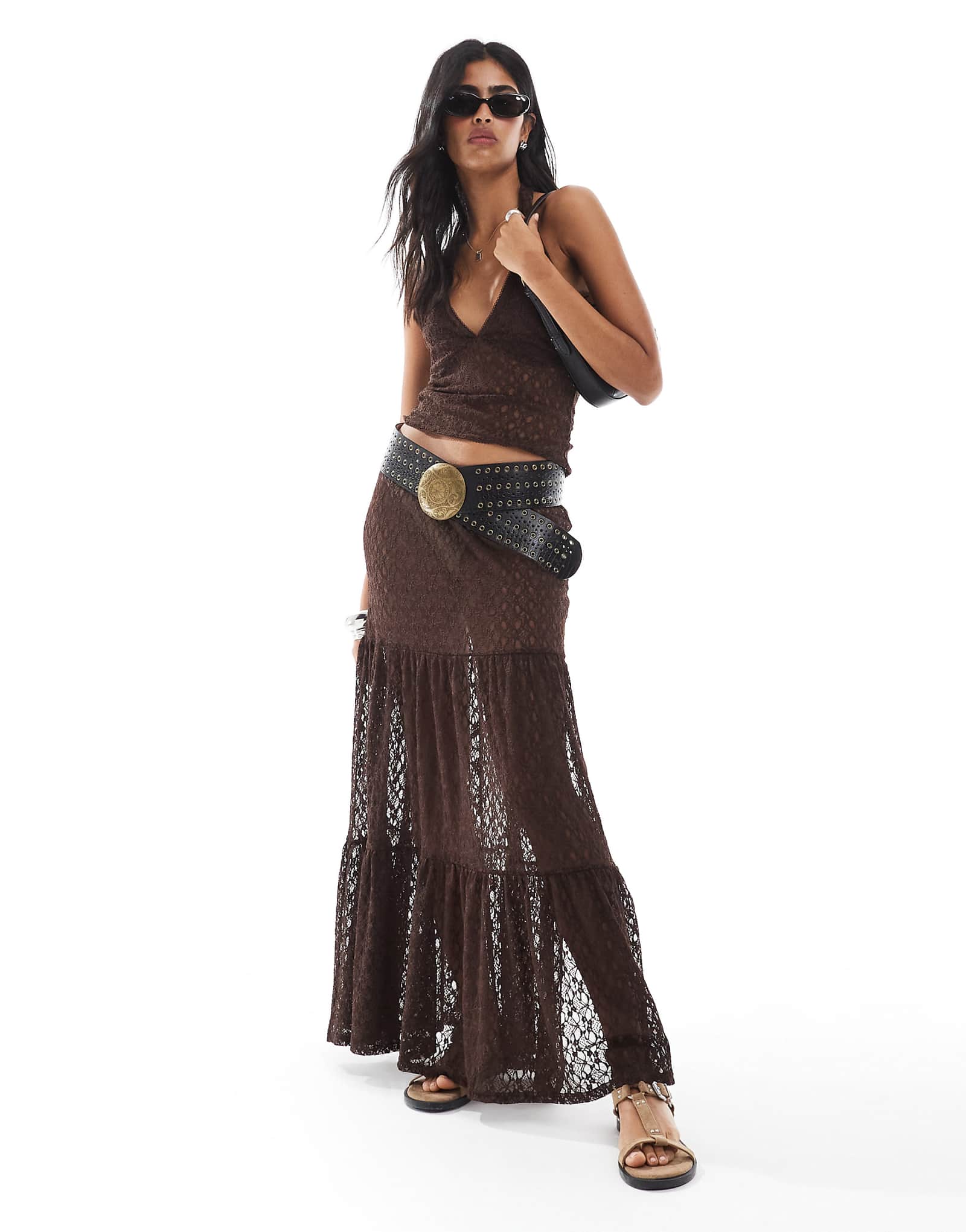 Кружевная многоярусная юбка макси Miss Selfridge - часть комплекта 10390₽