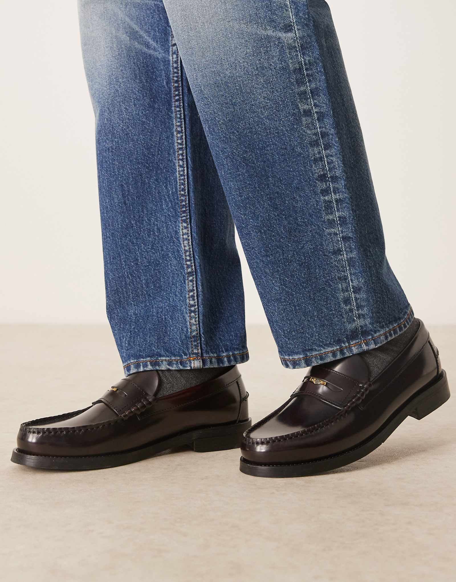 Мокасины Walk London Dalston penny темно-бордового цвета