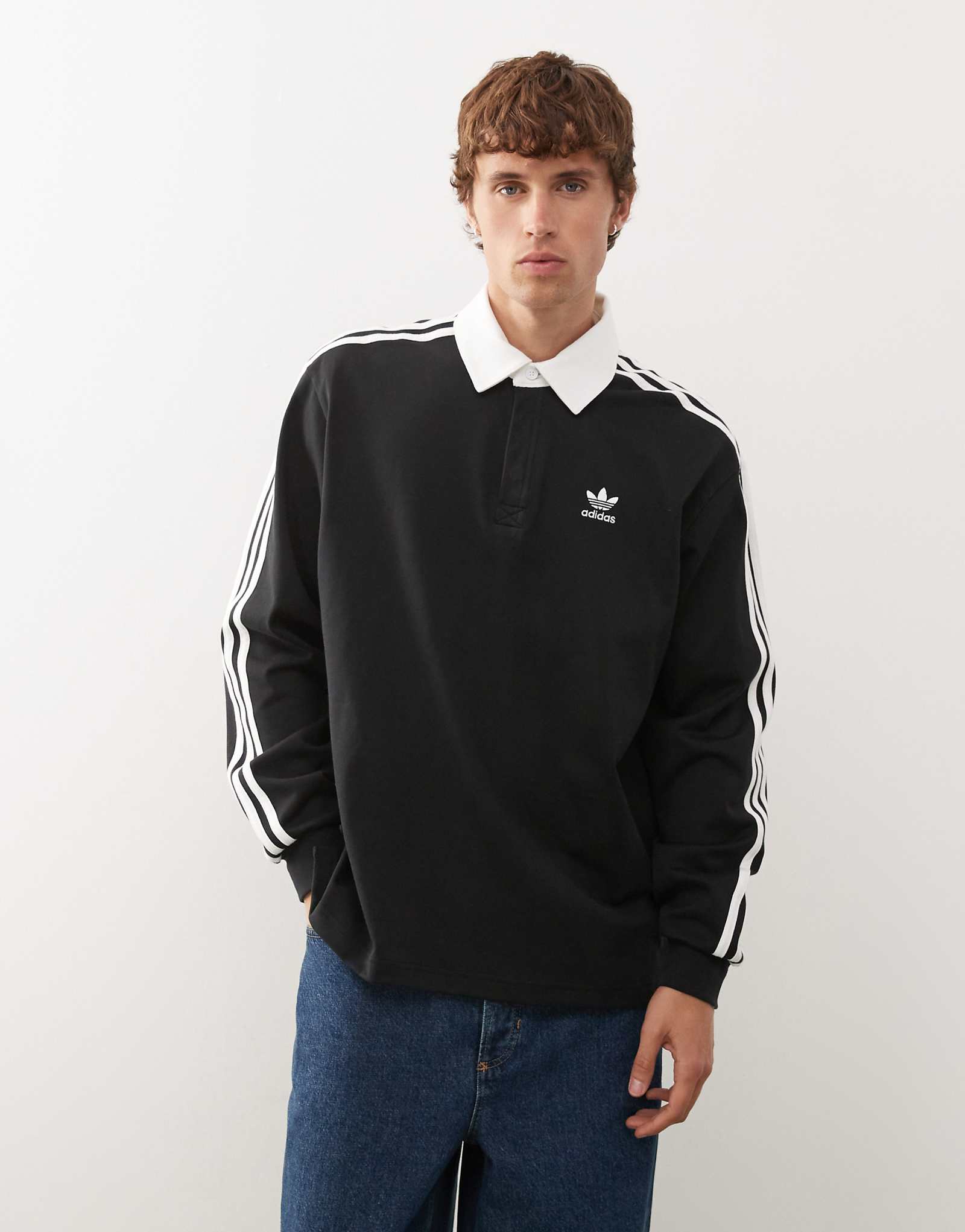 Поло с длинным рукавом adidas Originals adicolor в 3 полосы черного цвета 12290₽