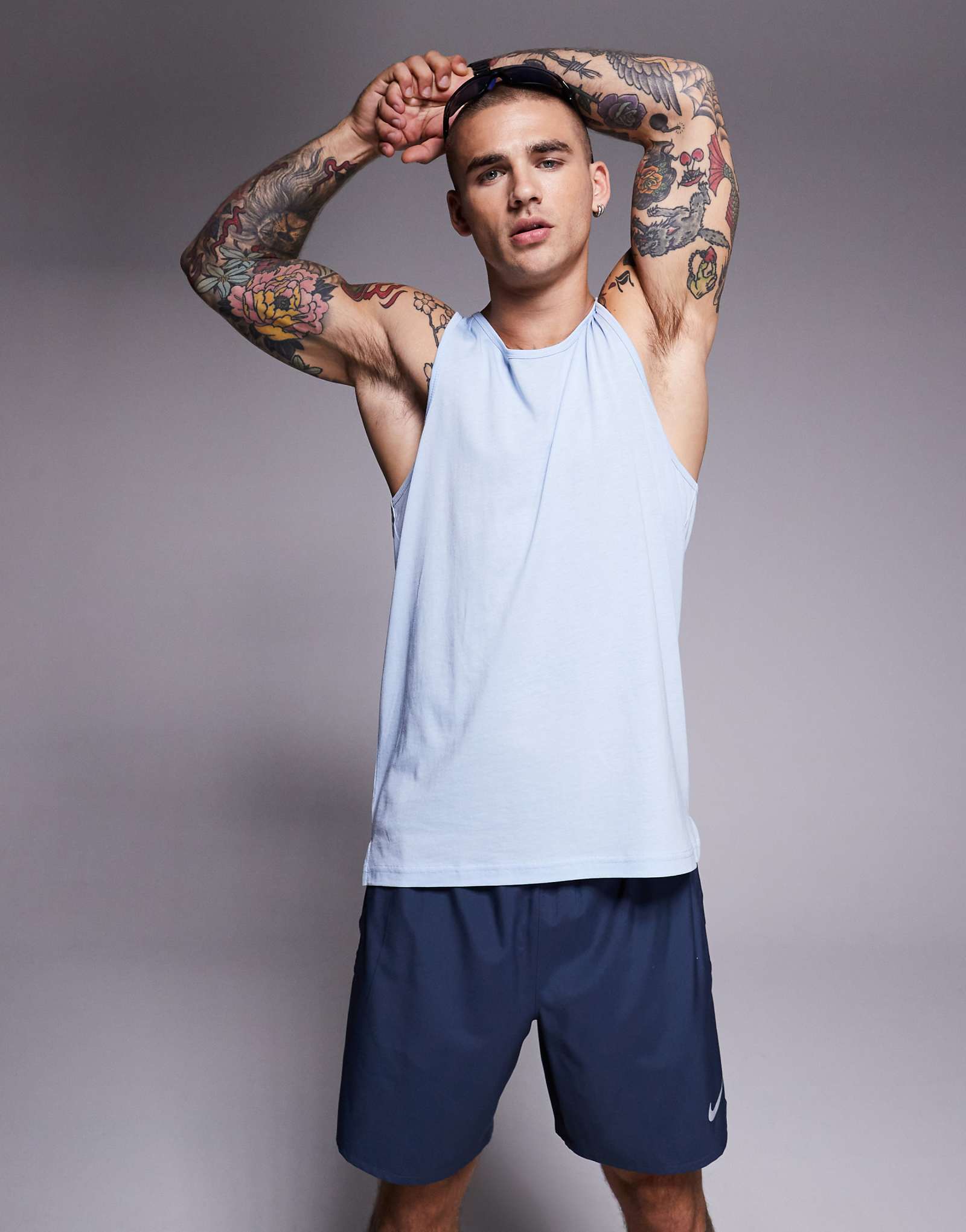 4505 Легкая быстросохнущая майка Yoga performance racer back небесно-голубого цвета 5090₽