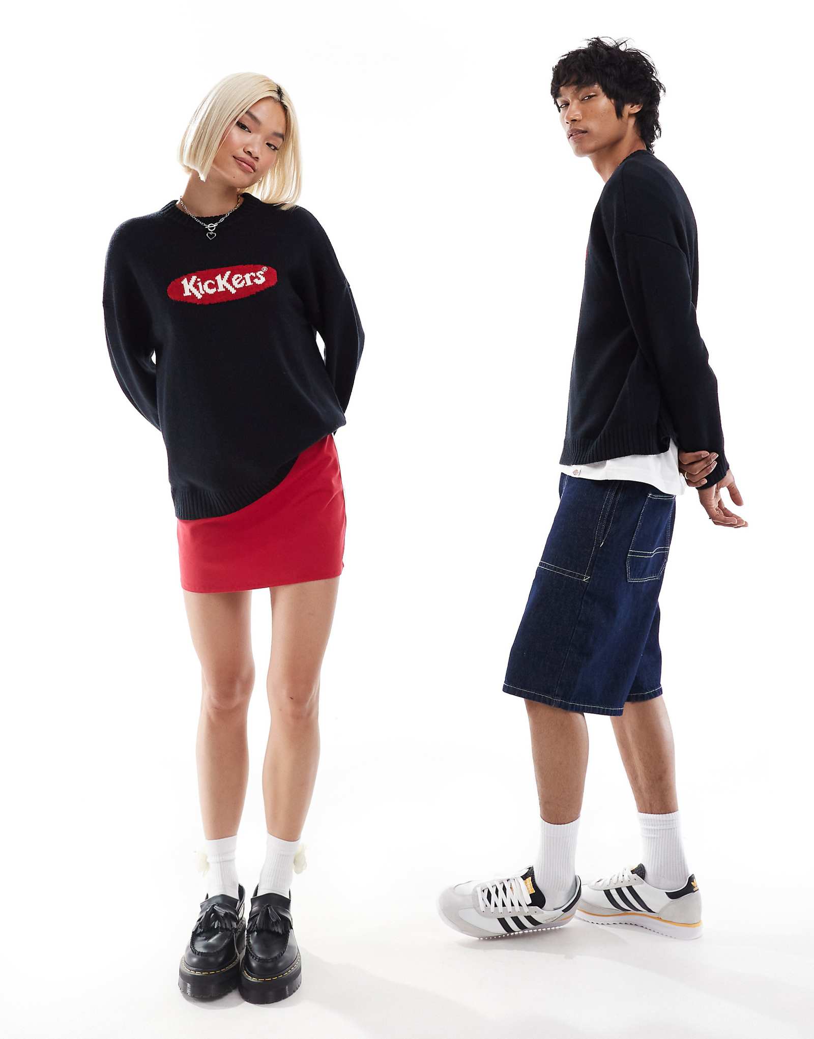 Классический вязаный свитер унисекс Kickers с жаккардовым логотипом