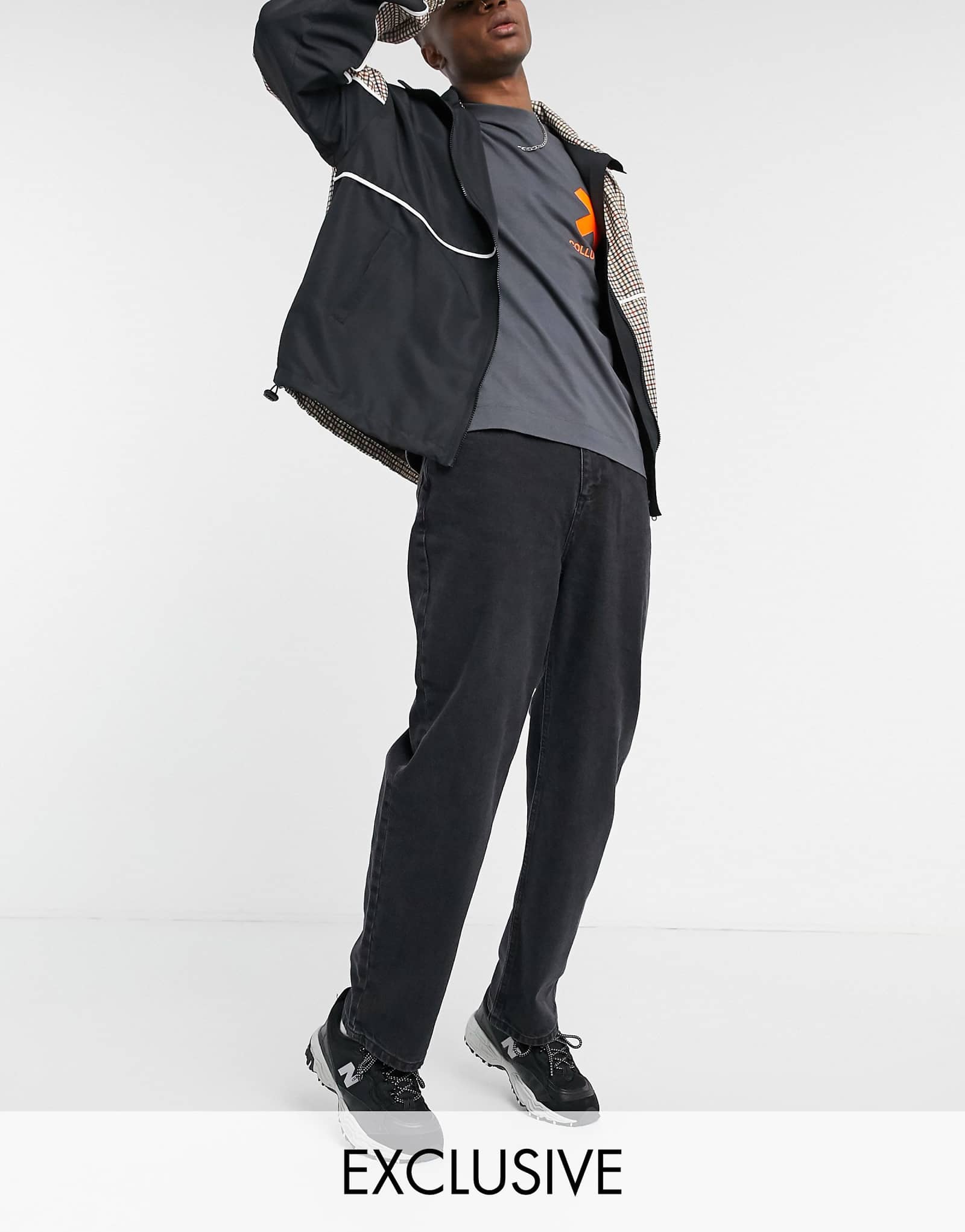 Мешковатые джинсы COLLUSION x004 90-х годов застиранные черные 4890₽