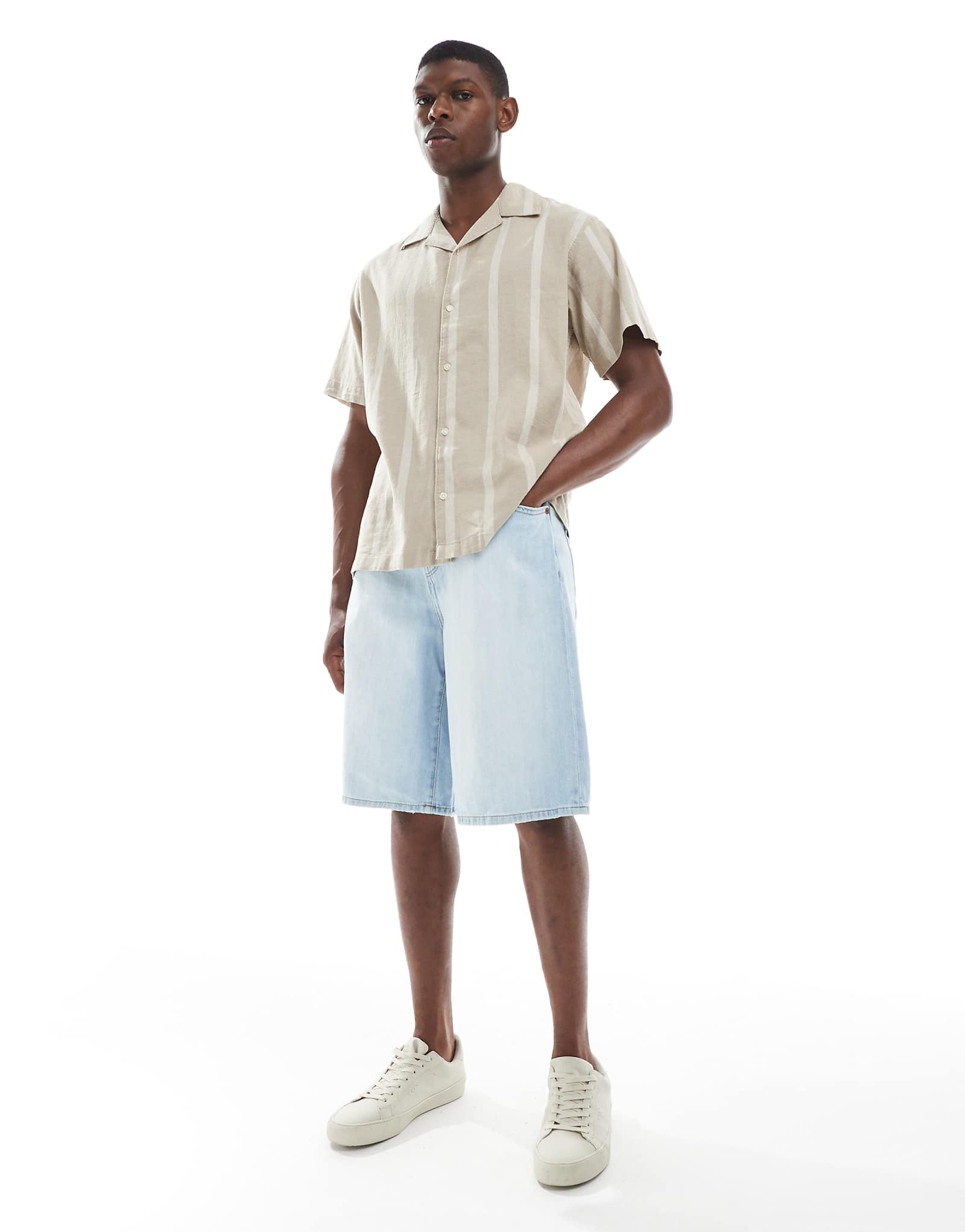 Джинсовые шорты ONLY - SONS Carl balloon fit белено-синего цвета 10990₽