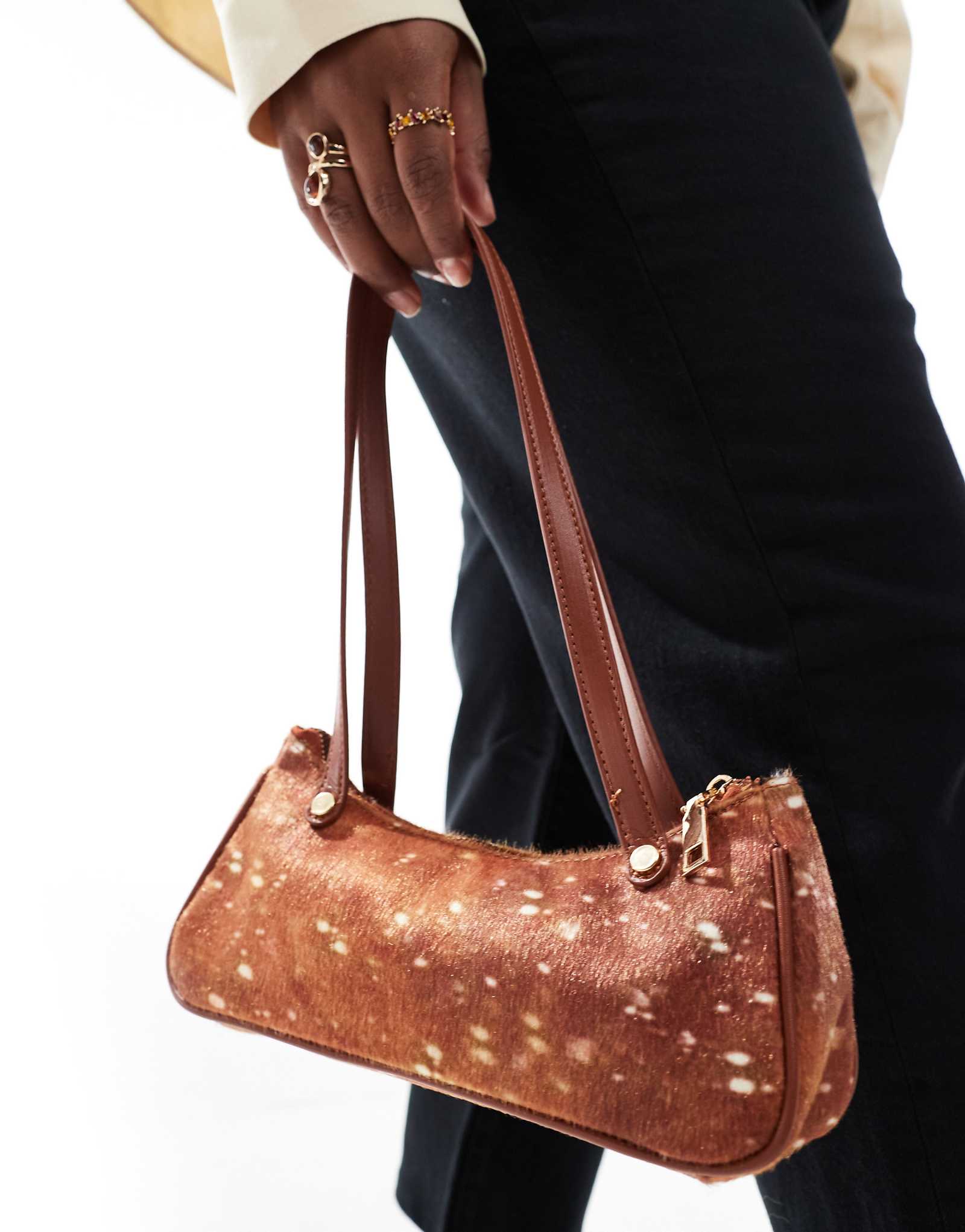 Сумка через плечо My Accessories из кожи пони с принтом оленя