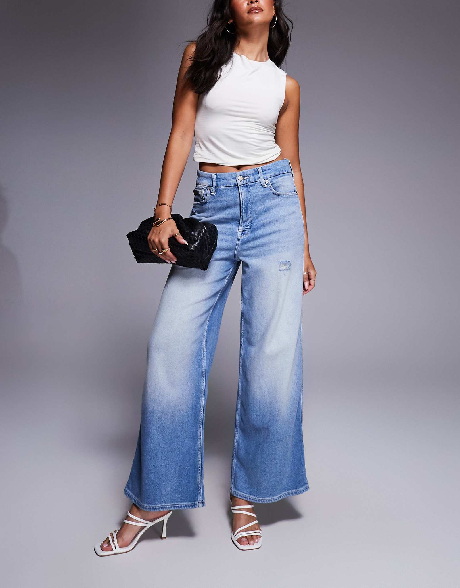 Хорошие американские укороченные джинсы good skate с широкими штанинами темно синего цвета