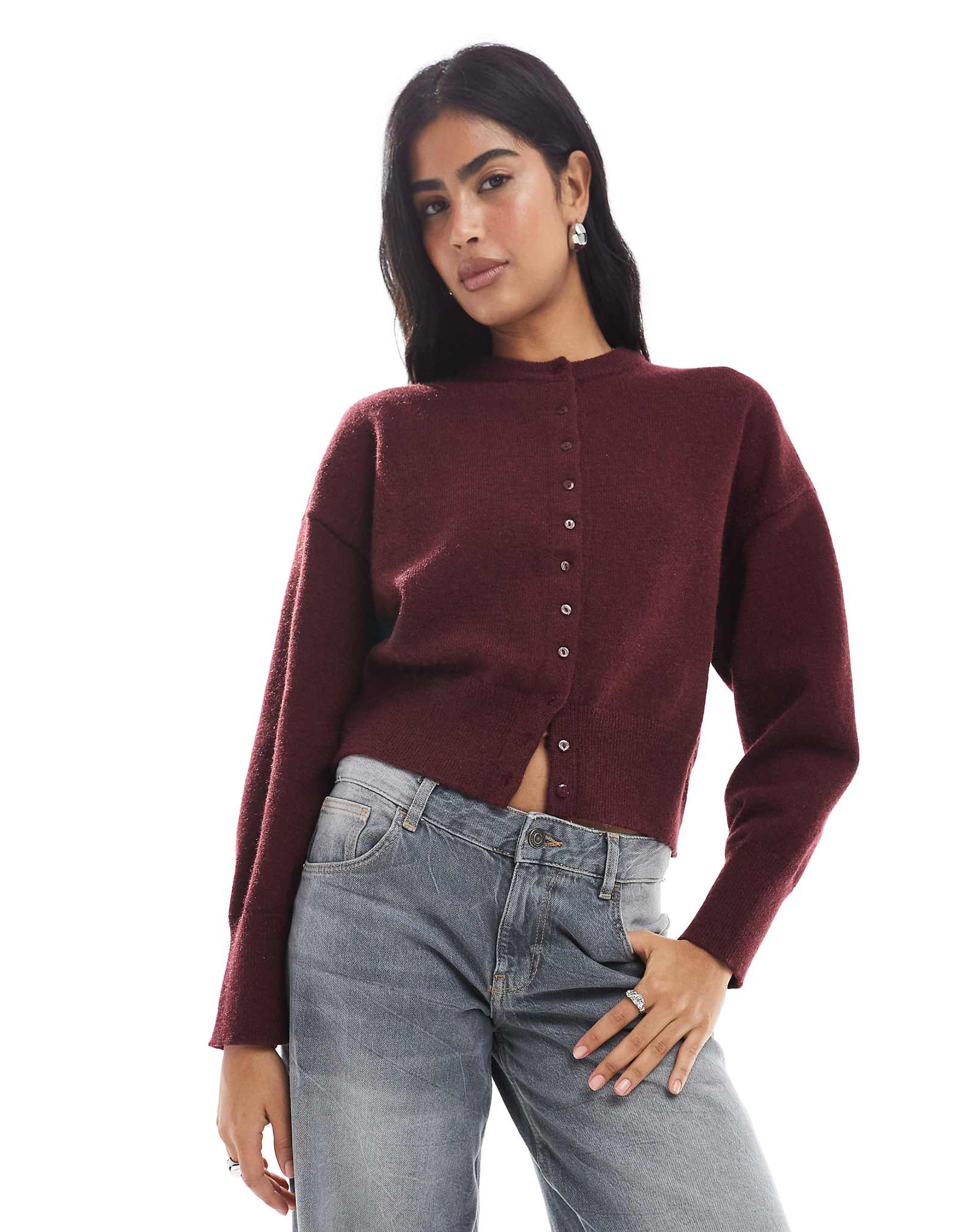 Бордовый кардиган с приталенной талией от Daisy Street 10590₽