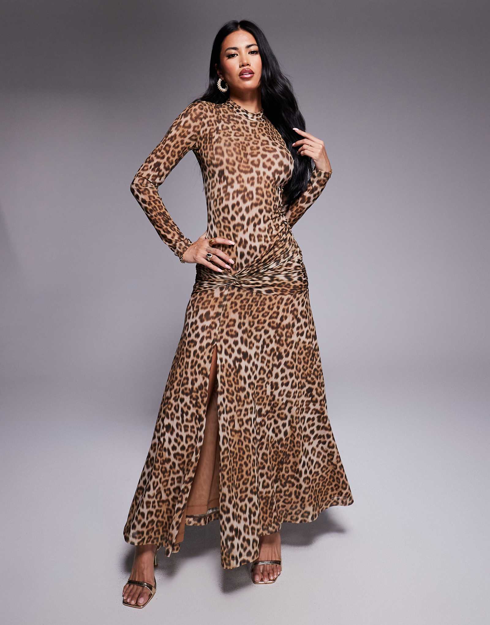 Сетчатое миди-платье Bardot Lea с леопардовым принтом 40390₽