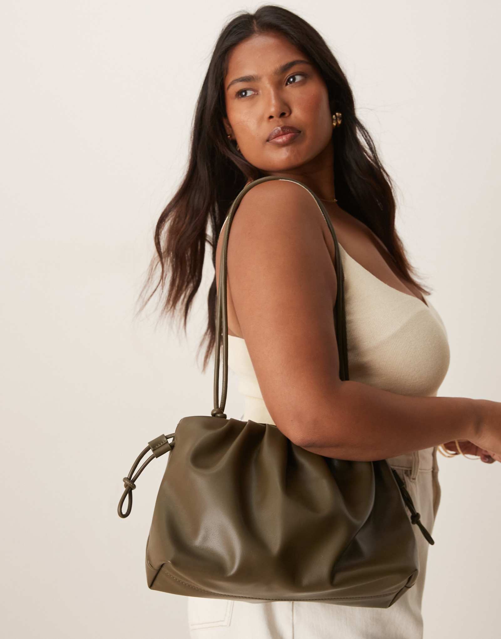 Сумка через плечо из трикотажа Gina темно-серого цвета хаки