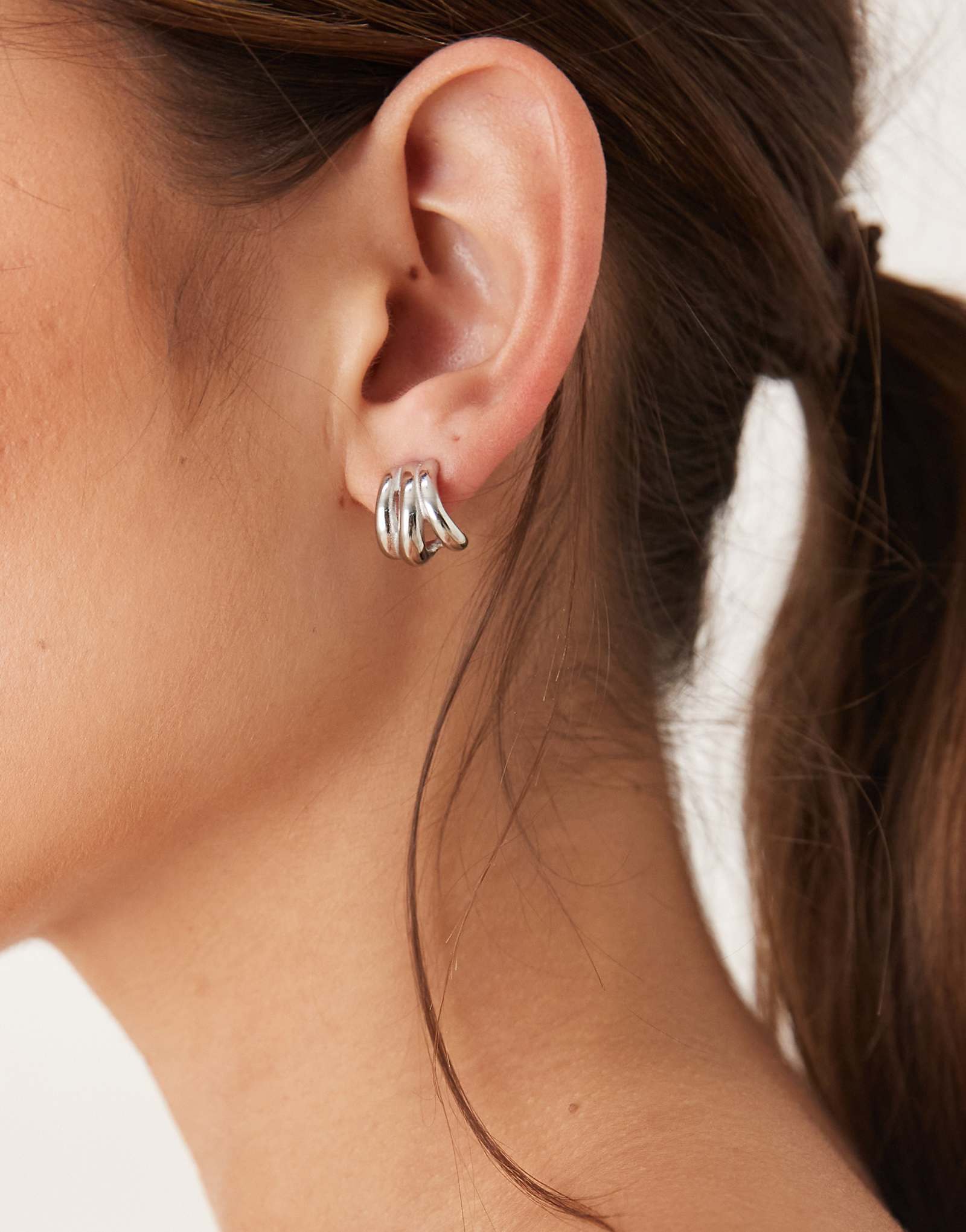 Тройные серьги-кольца из нержавеющей стали Lost Souls серебристого оттенка