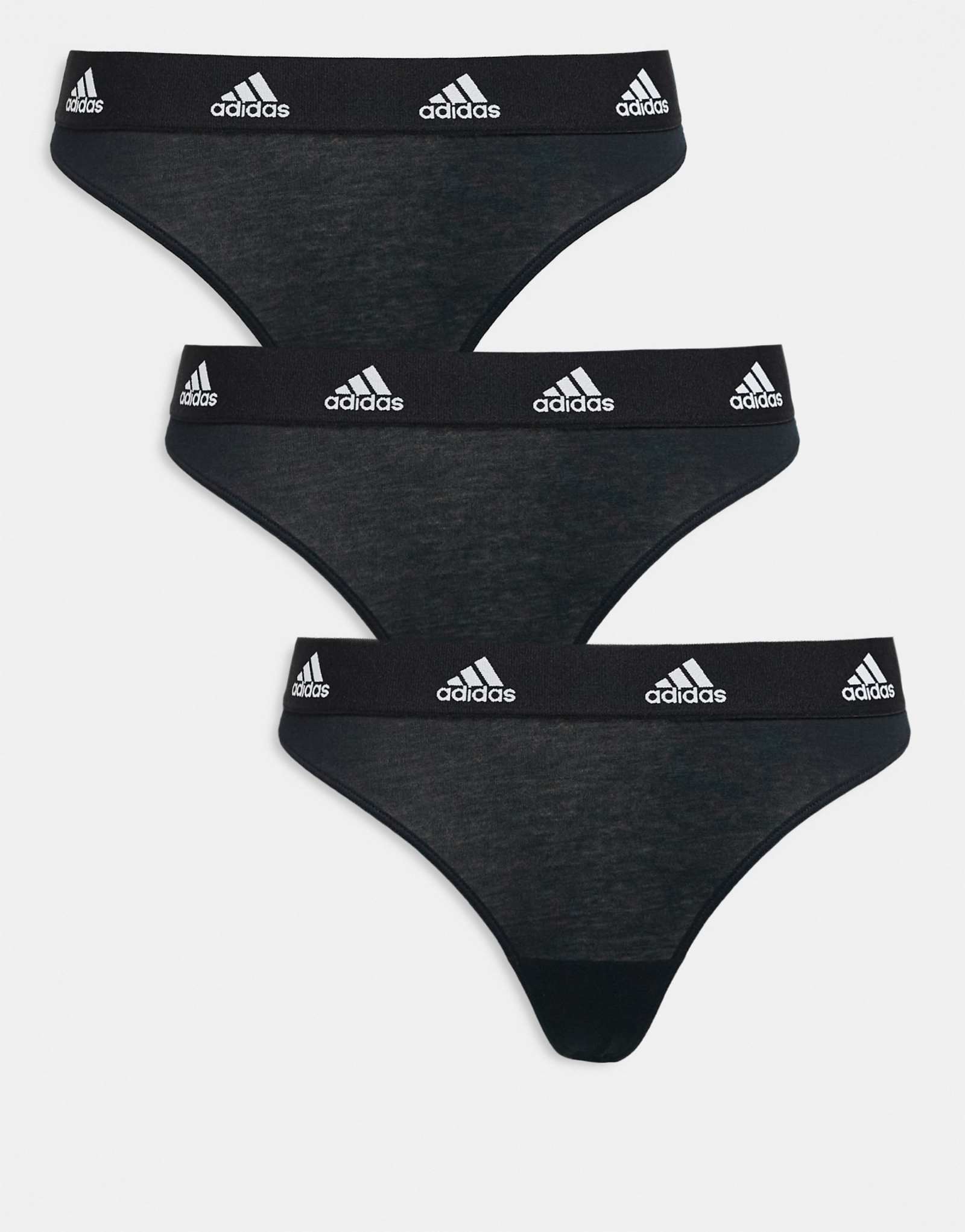 Хлопковые стринги adidas 3 pack active comfort черного цвета 11890₽