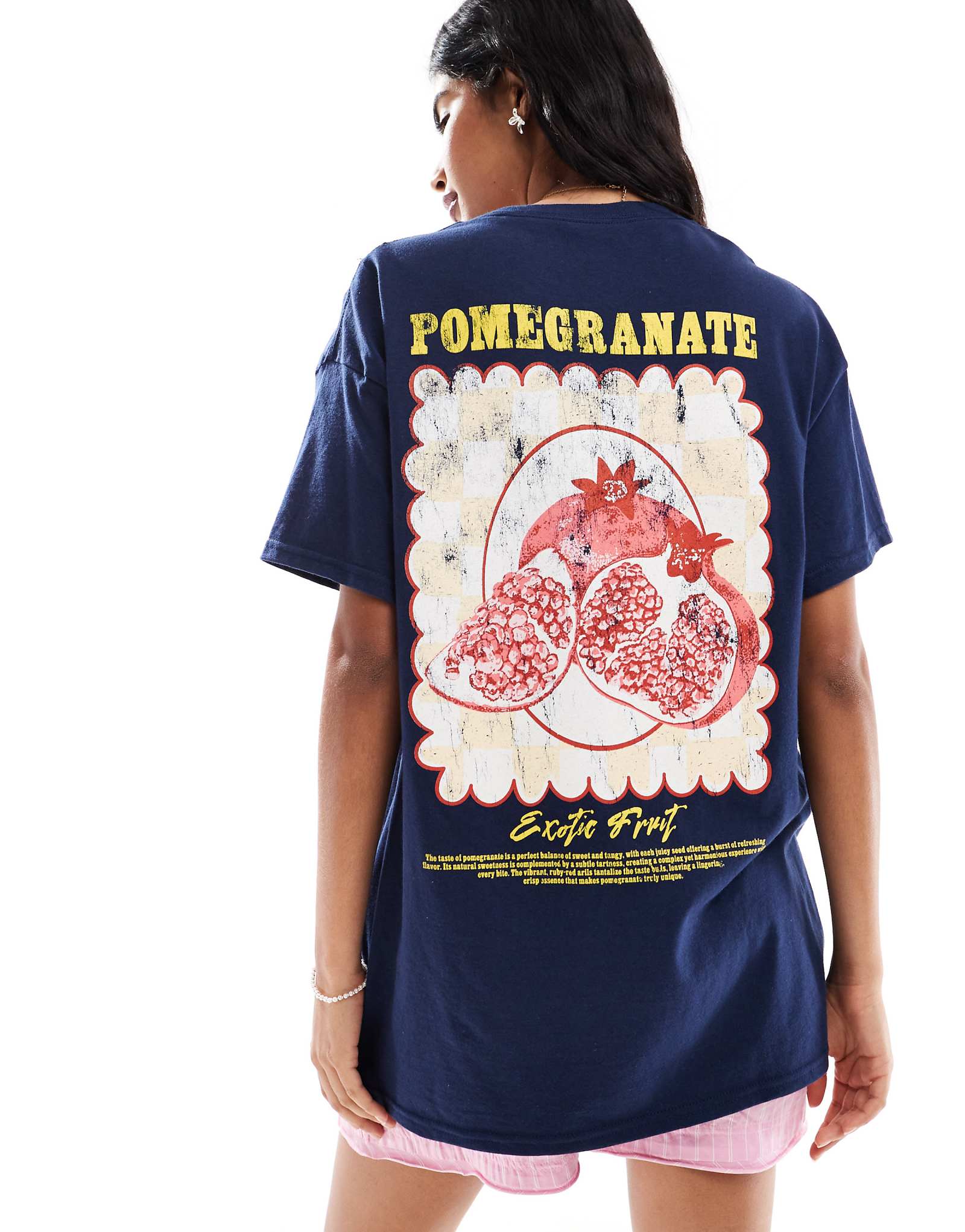 Футболка Miss Selfridge Оверсайз с рисунком Pommegrante темно-синего цвета 6090₽