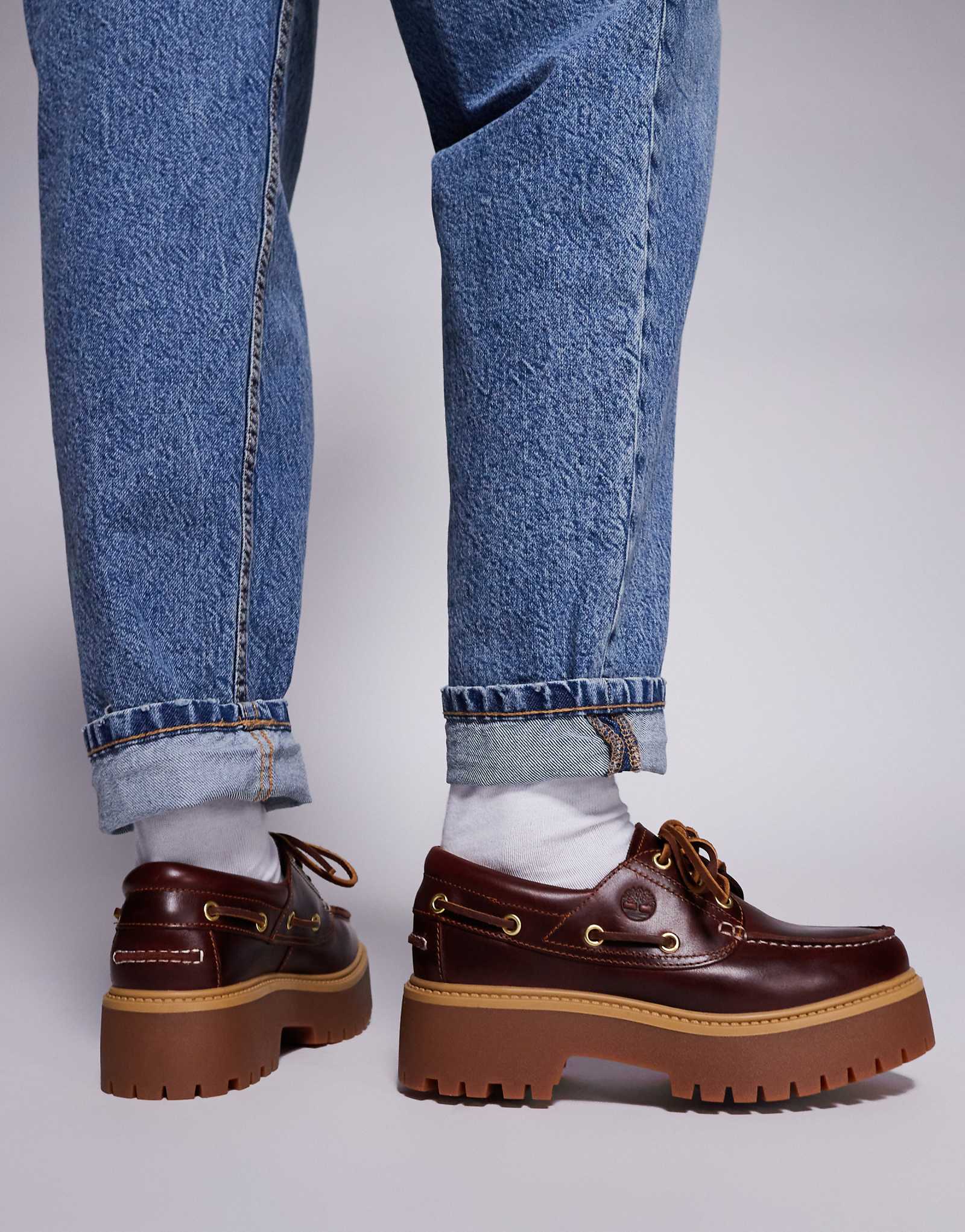 Туфли-лодочки Timberland Stone Street на платформе бордового цвета 25390₽