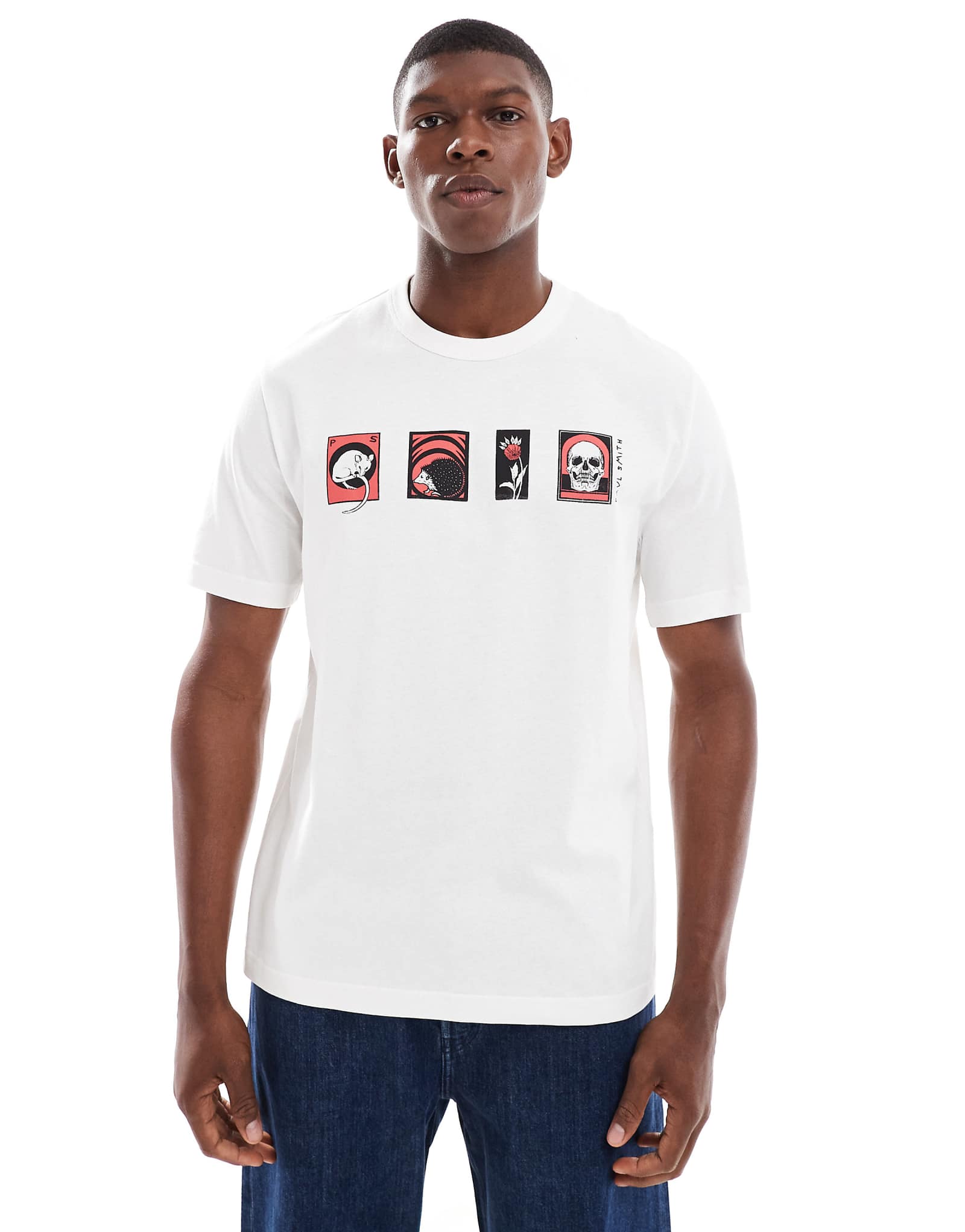 Футболка с логотипом PS Paul Smith regular fit hedgehog белого цвета 16990₽