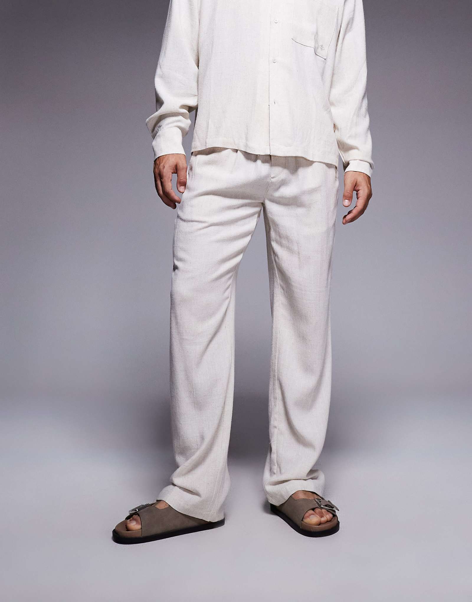 Повседневные брюки Couture Club из ткани с фактурой бежевого цвета - часть комплекта 13390₽