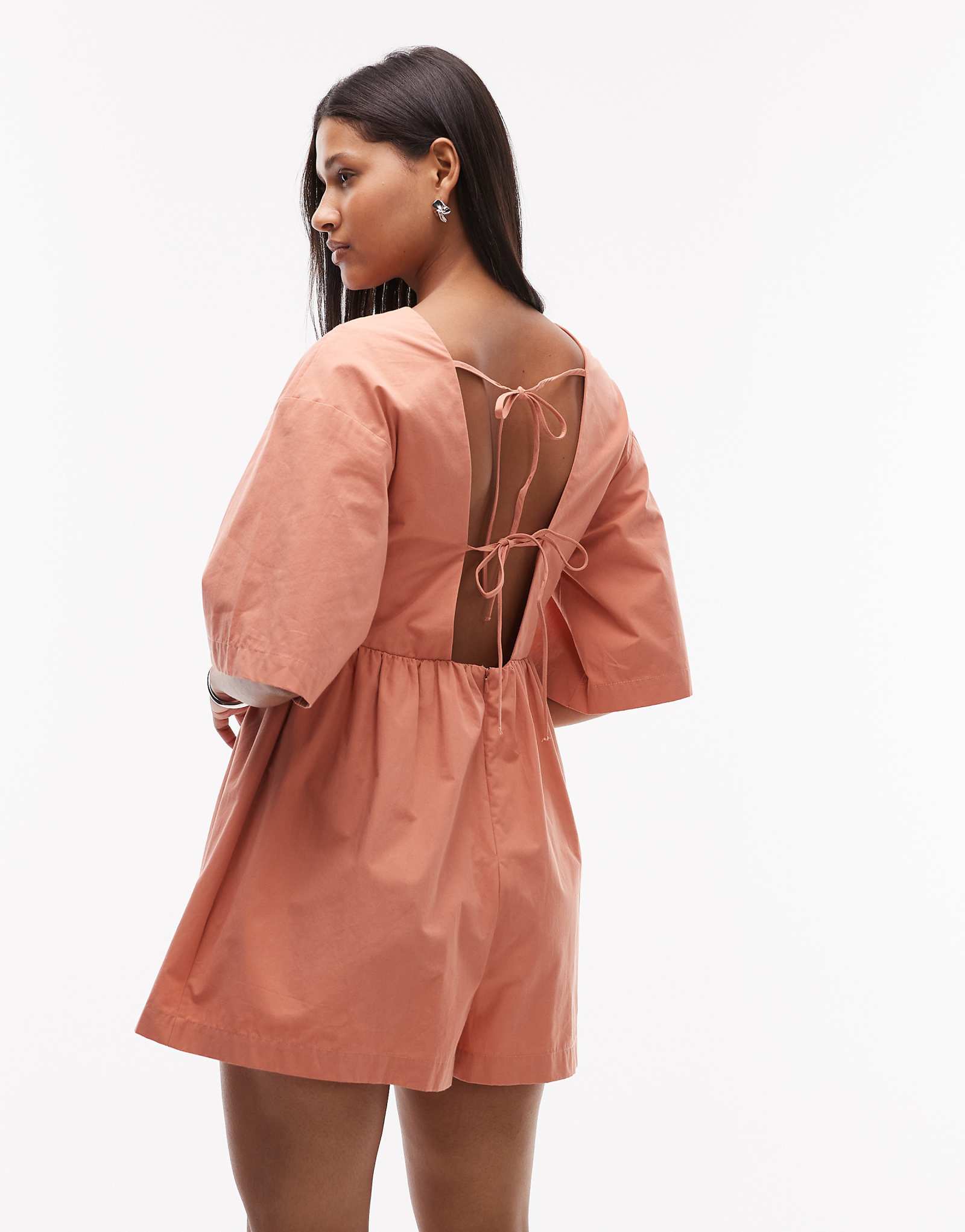 Комбинезон Topshop с глубоким v-образным вырезом оранжевого цвета 15290₽