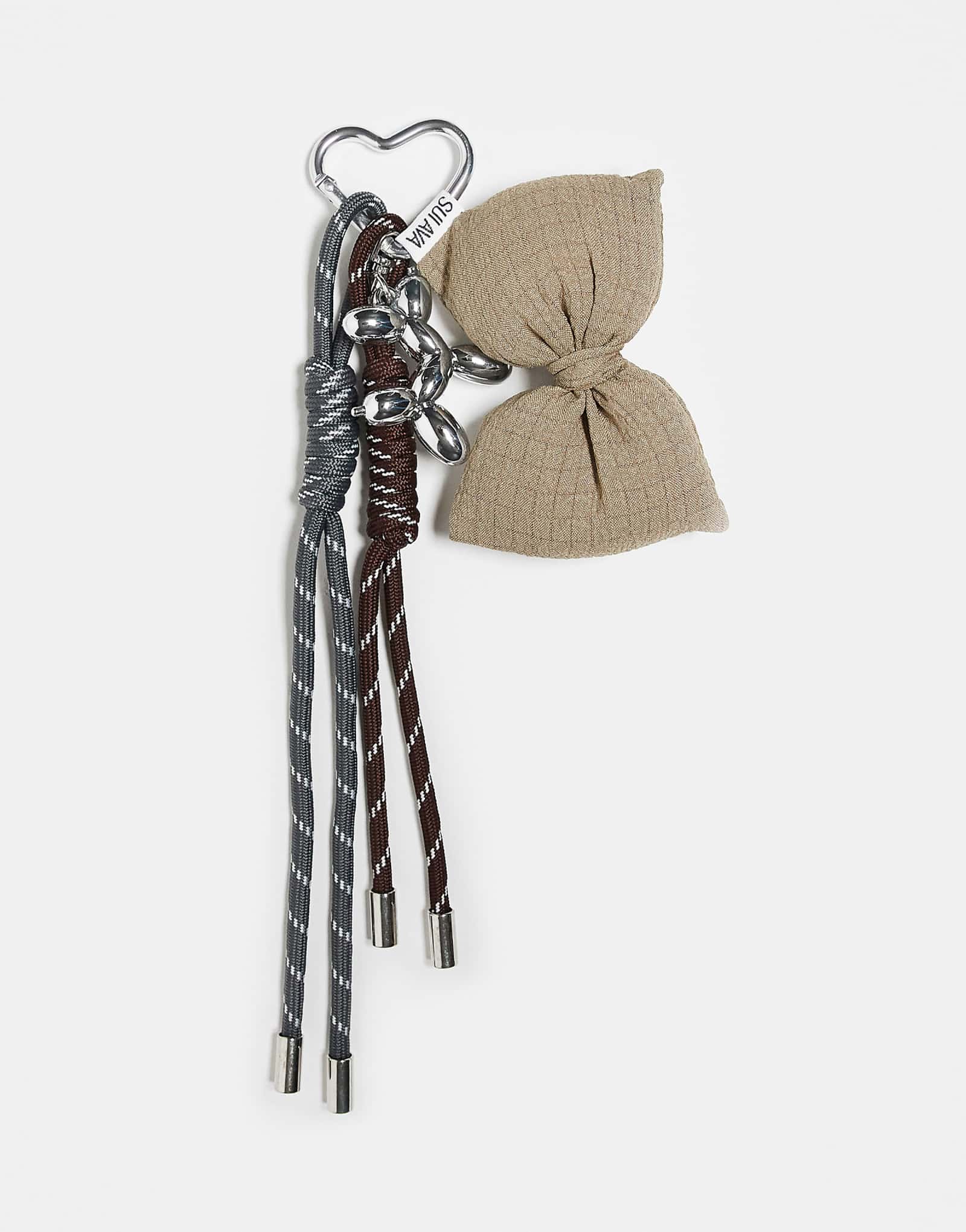 Подвеска для сумки Sui Ava с бантиком и веревочками из серебра