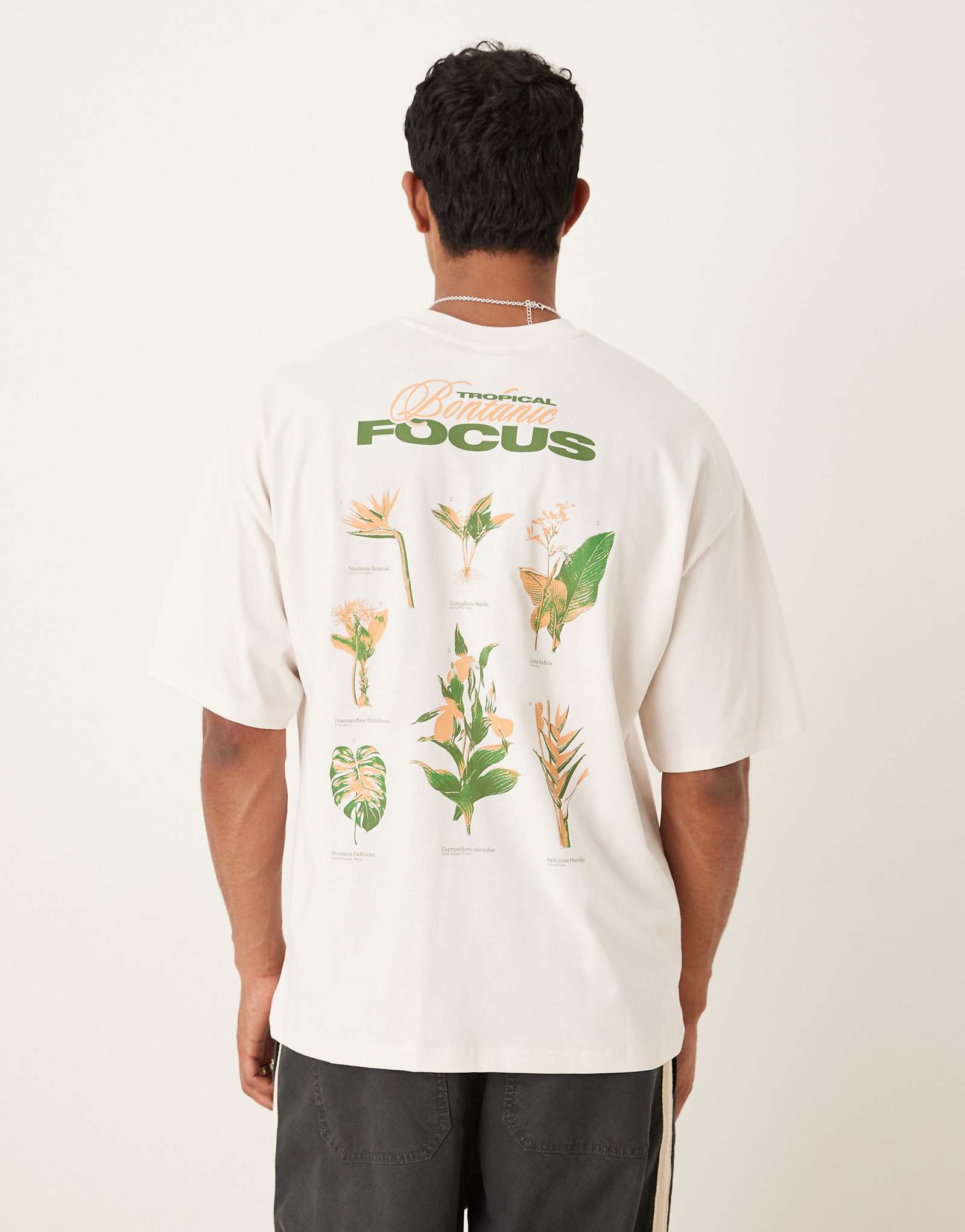 Футболка оверсайз Selected Homme с растительным принтом сзади белоснежного цвета 8190₽