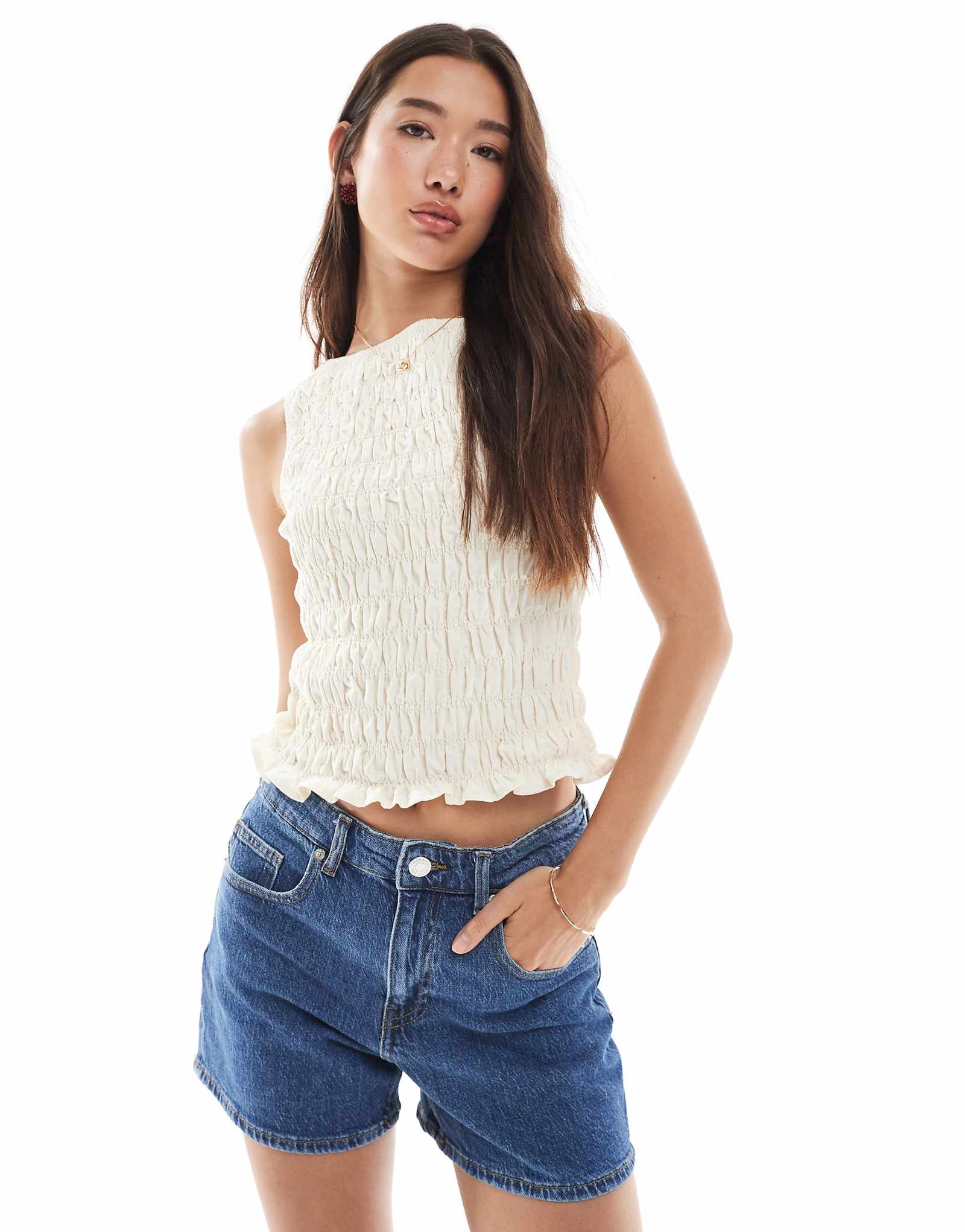 Джинсовые шорты Vero Moda Tess из денима среднего синего цвета