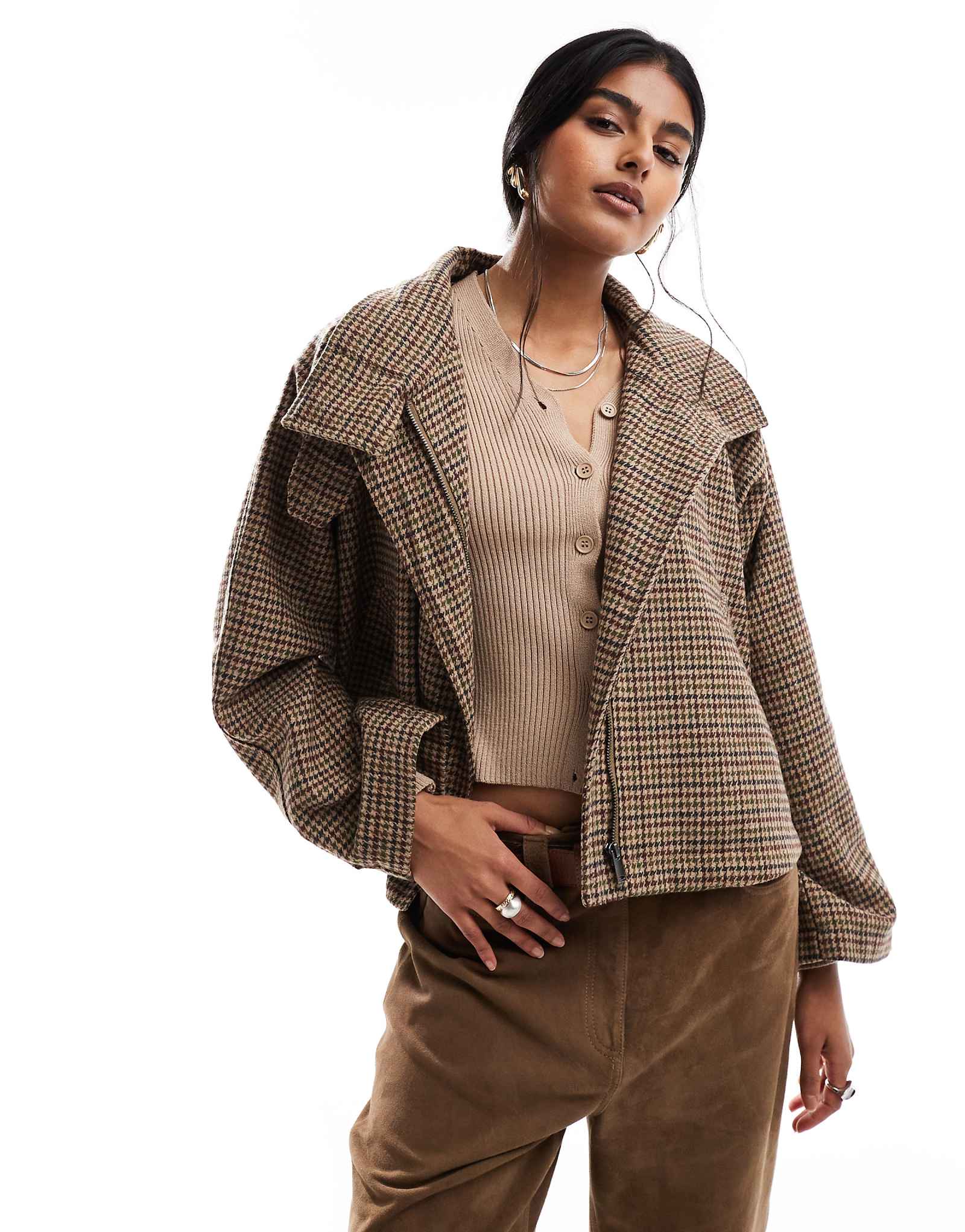 Укороченный тренч-накидка ASOS DESIGN в клетку heritage 16290₽