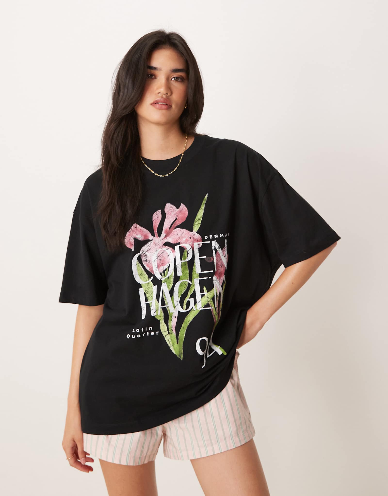 ДИЗАЙНЕРСКАЯ футболка оверсайз от ASOS с изображением Копенгагена черного цвета 4690₽