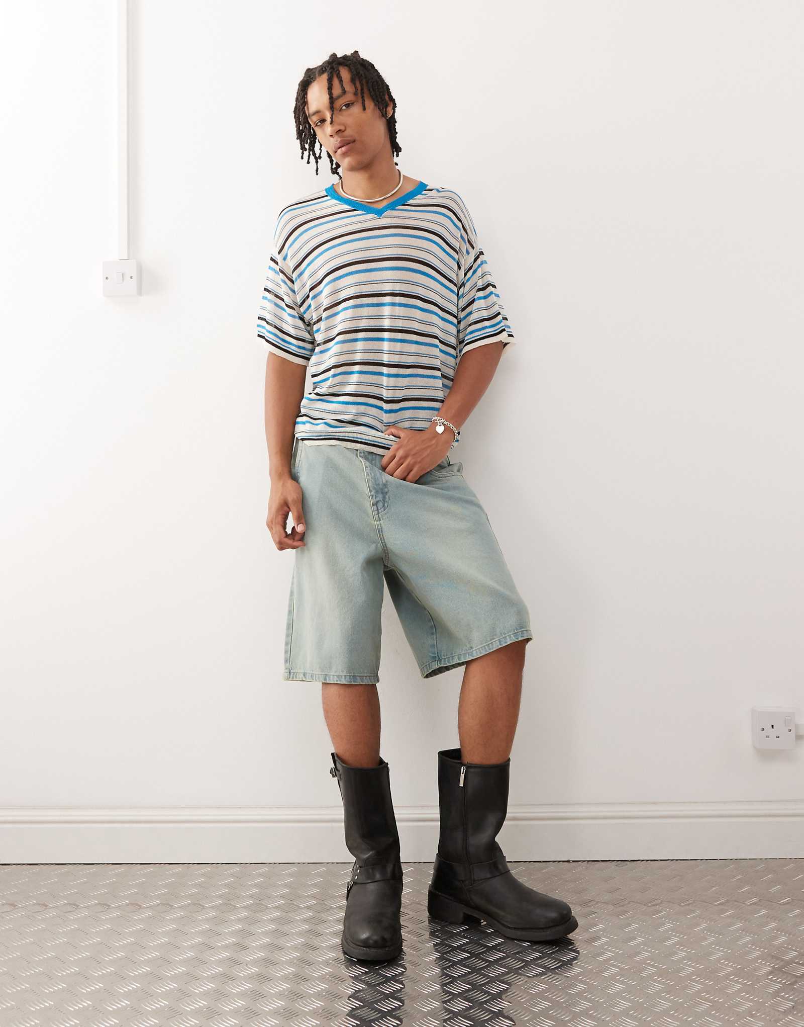 Запрещенные джинсовые шорты светло-голубого цвета