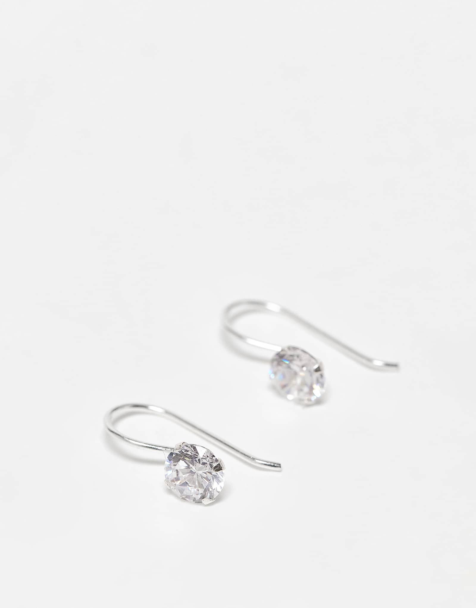 Простые круглые серьги-капли с кубическим цирконием Kingsley Ryan из чистого серебра 2890₽