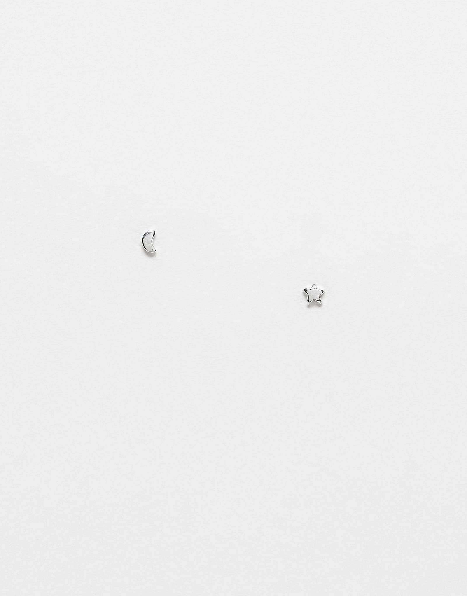 Кингсли Райан крошечные серьги-гвоздики в виде полумесяца и звезды из чистого серебра
