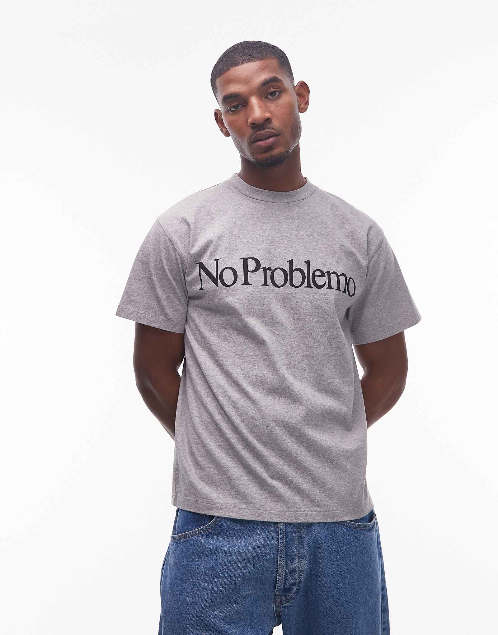 Футболка с логотипом No Problemo вересково-серого цвета