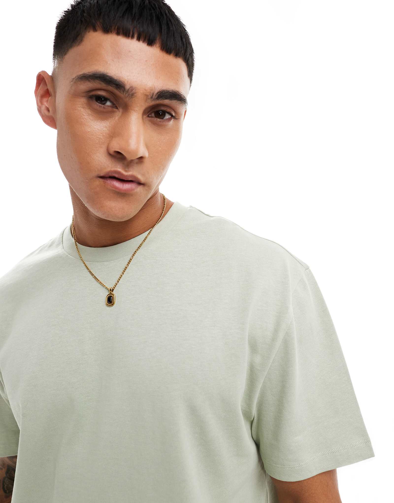 Футболка ASOS DESIGN heavyweight в непринужденном стиле светло-зеленого цвета 3390₽