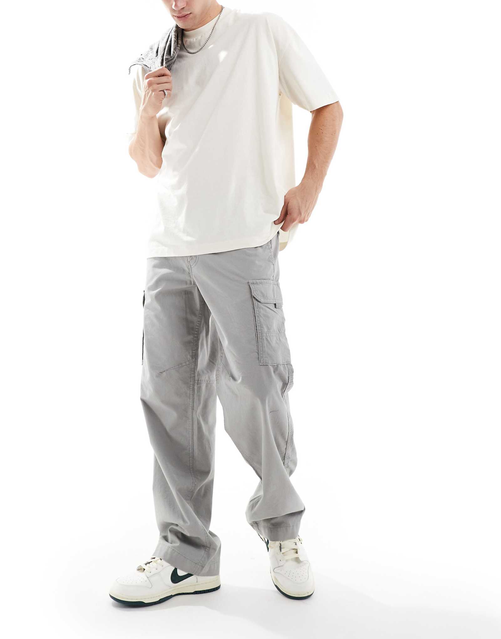 Брюки-карго свободного кроя ADPT светло-серого цвета 5290₽
