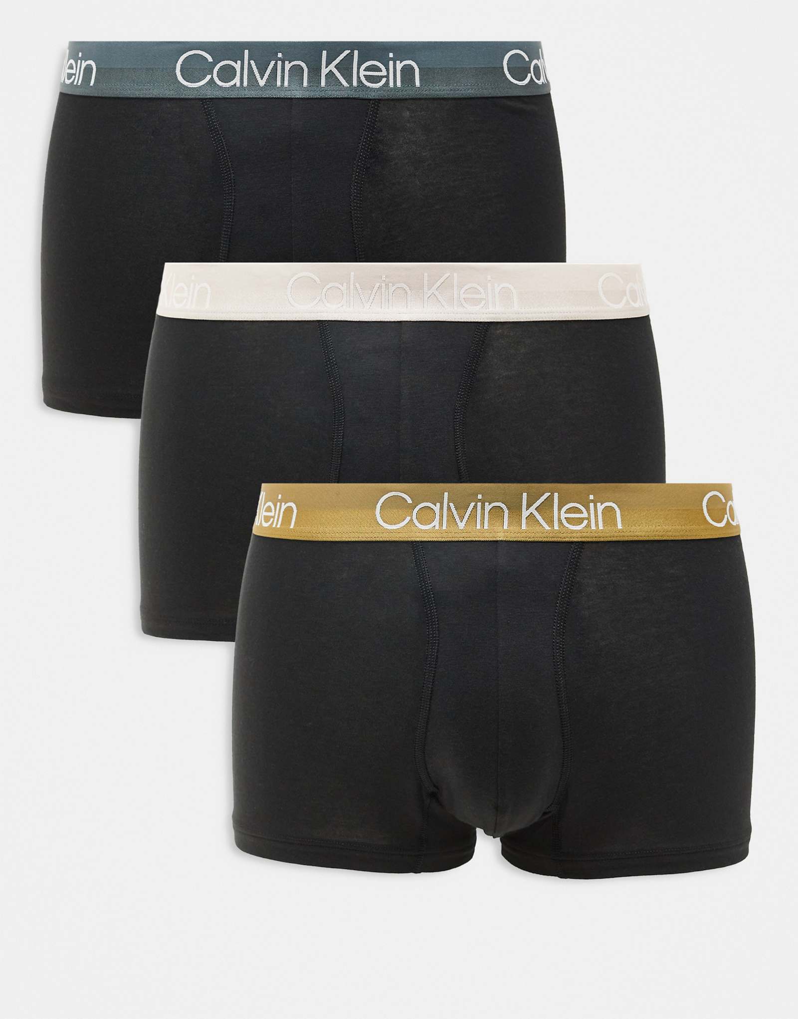 Плавки Calvin Klein Modern Structure из 3-х комплектов с цветным поясом черного цвета 9090₽