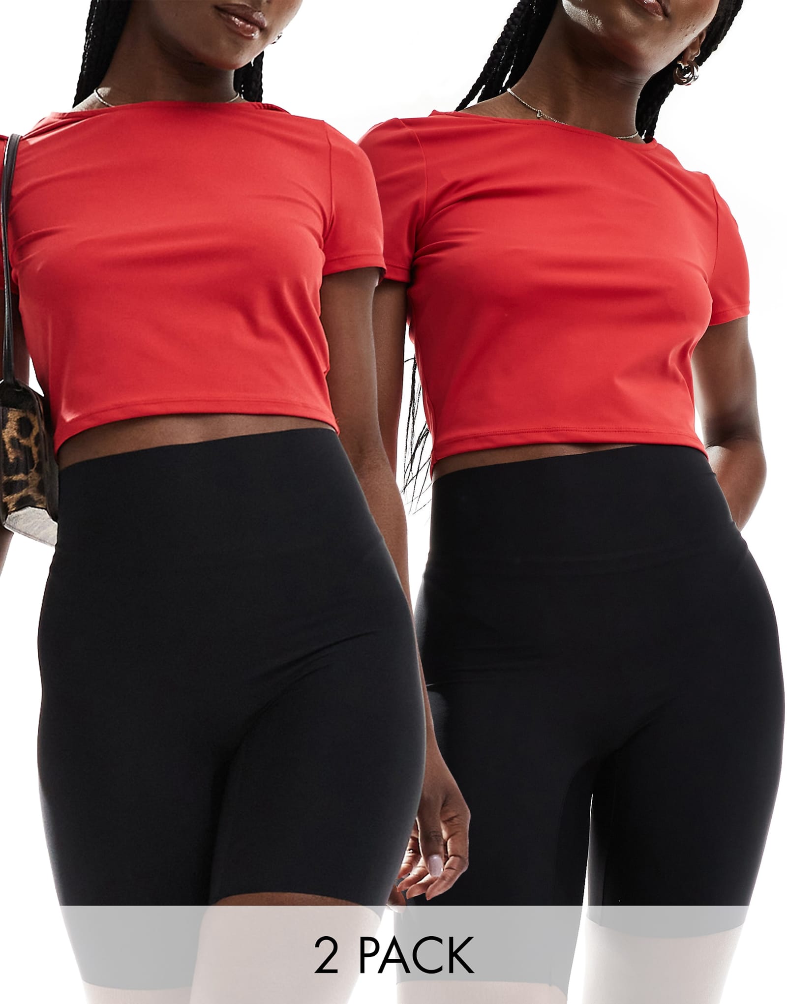 2 штуки в упаковке бесшовных шорт-леггинсов черного цвета 4390₽