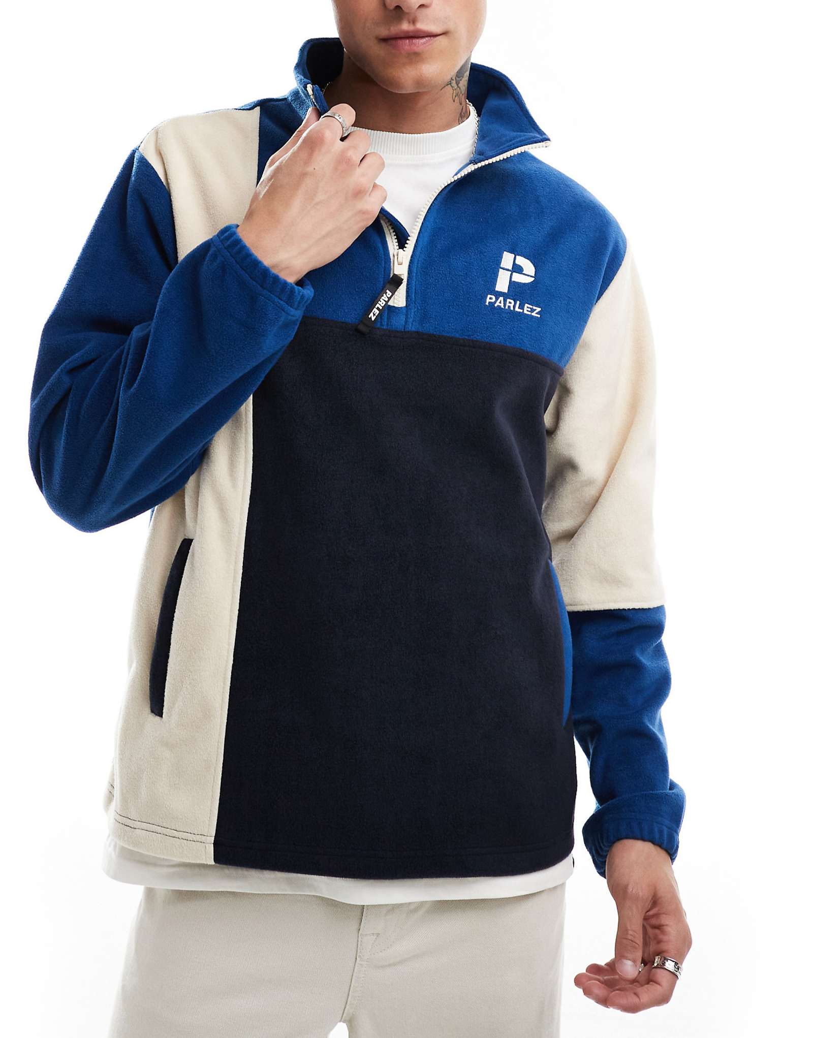 Темно-синий флисовый костюм Parlez kenton на молнии до половины длины