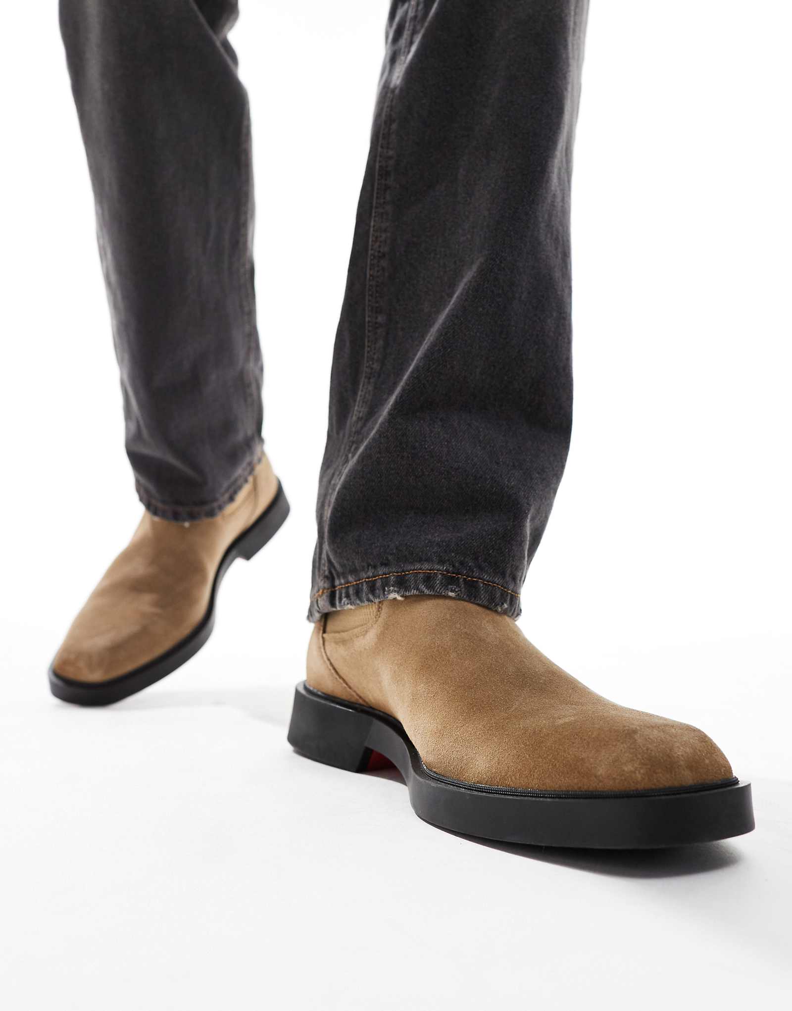 Ботинки челси HUGO Red iker из светло-коричневой замши