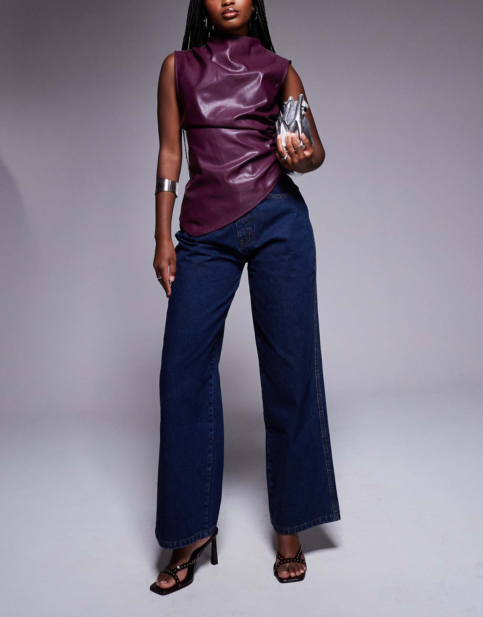 Эксклюзивные джинсы Kaiia с широкими штанинами цвета индиго после стирки 6190₽