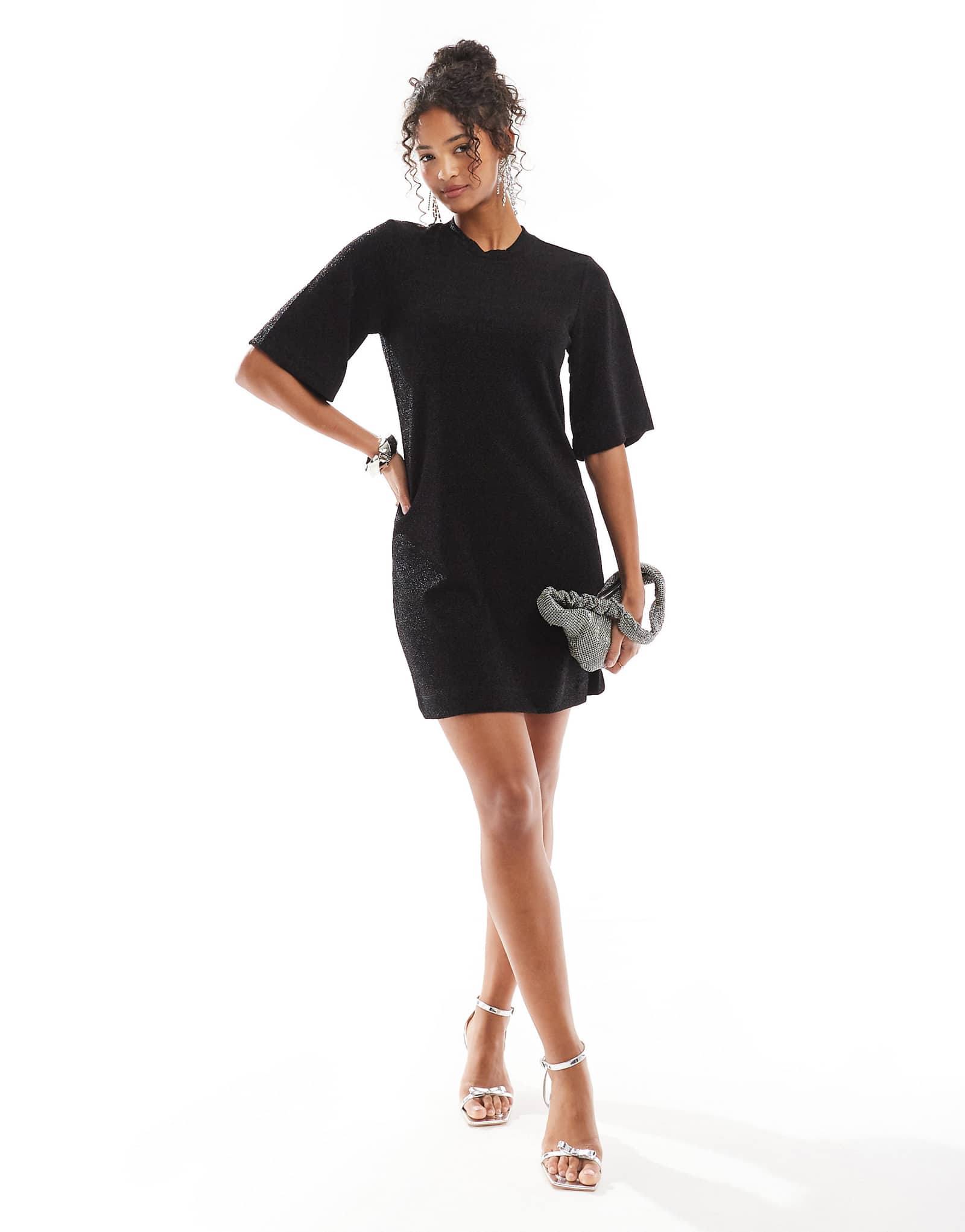 Мини-платье Object glitter черного цвета 12890₽