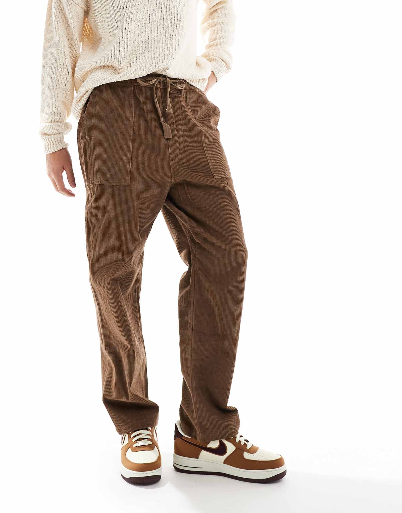 Брюки Parlez с эластичным поясом на шнурке коричневого цвета