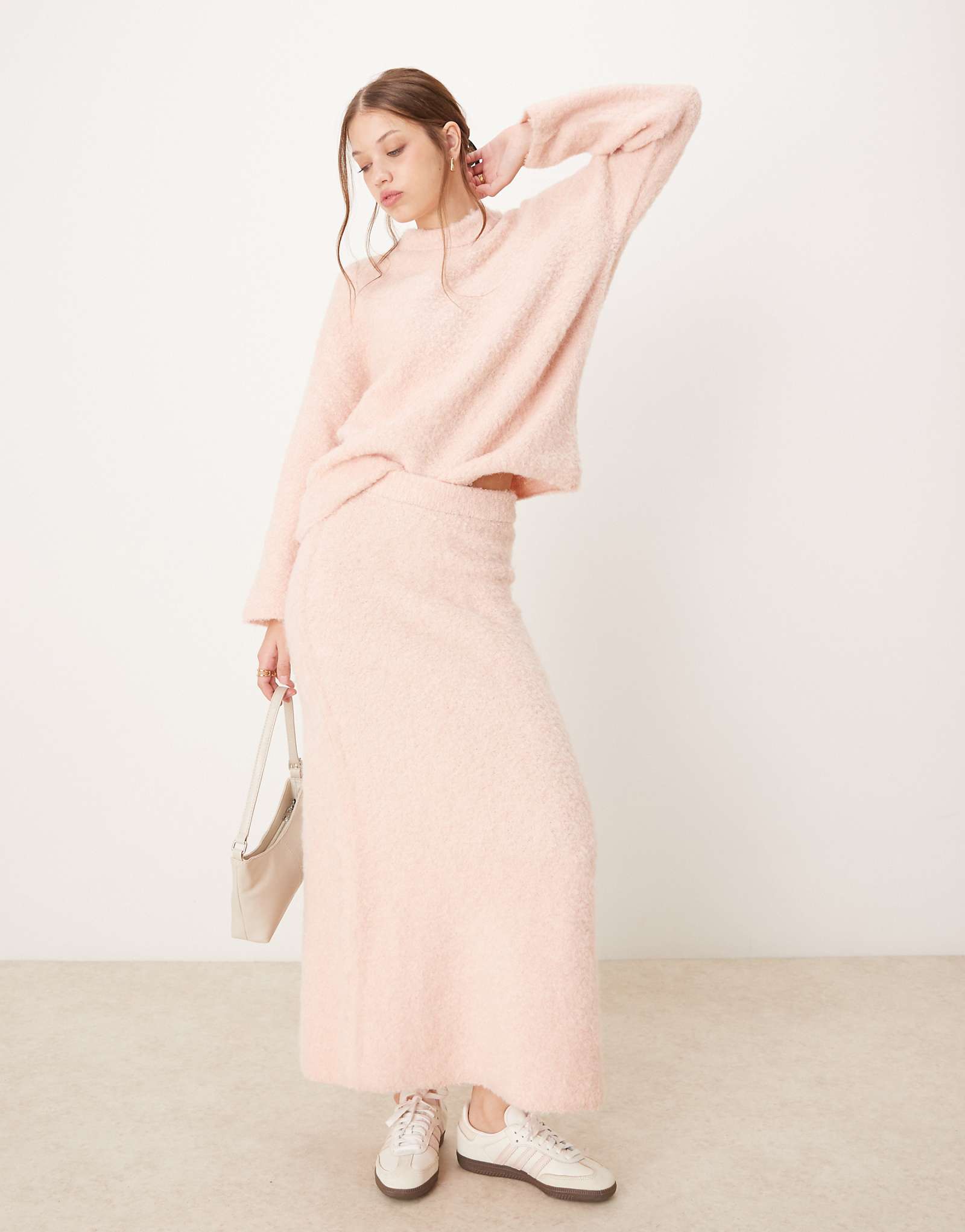 Ультра-пышная трикотажная юбка макси River Island светло-розового цвета - часть комплекта 7890₽