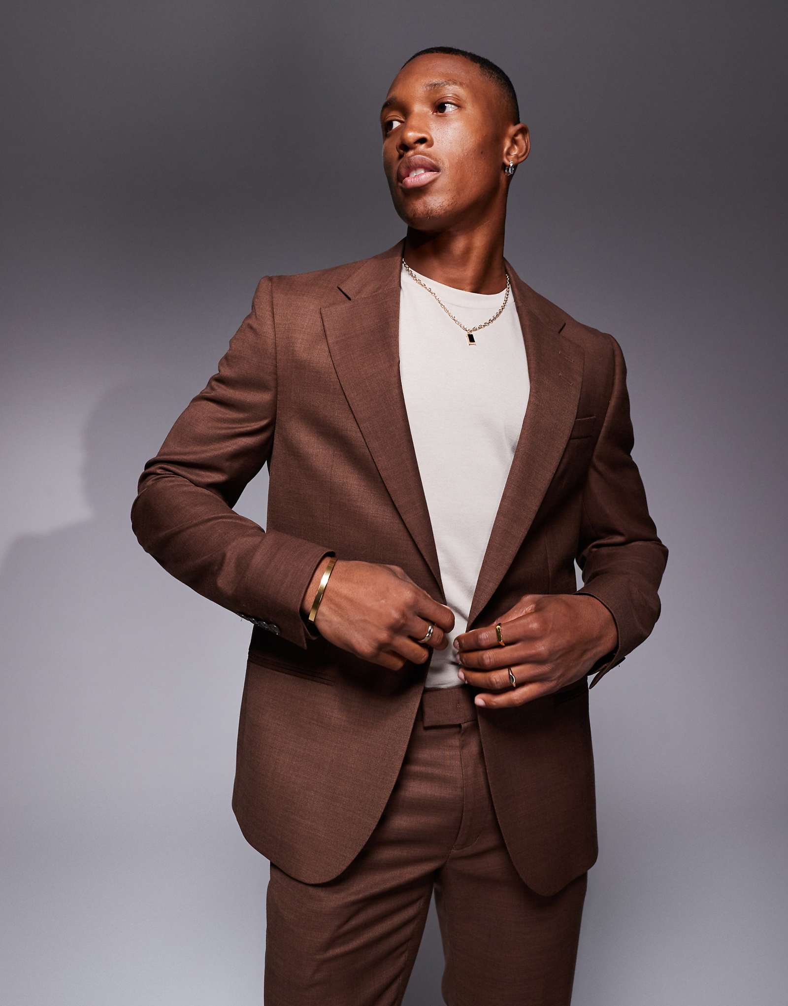 Однобортный пиджак от костюма River Island цвета ржавчины 18590₽